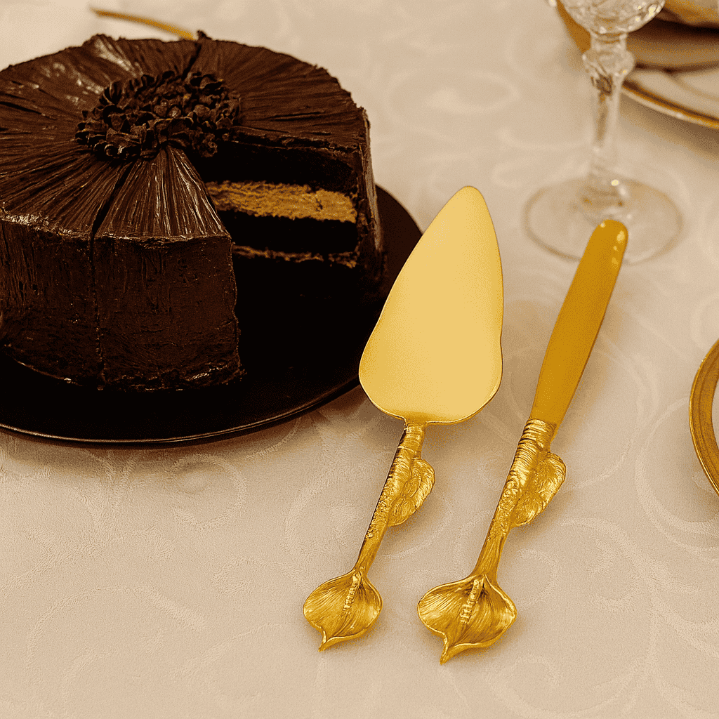 Fancy Cake Lifter & Knife Golden Kaka Bawa Sons