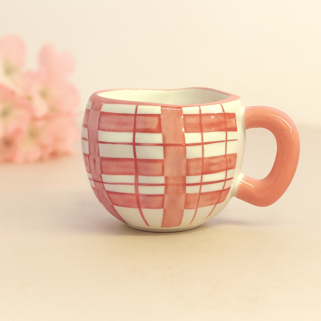 Pink Checked Ceramic Mug