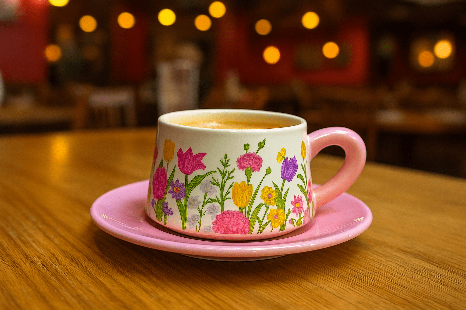 Single Ceramic Pink Cup & Saucer With Gift Box
