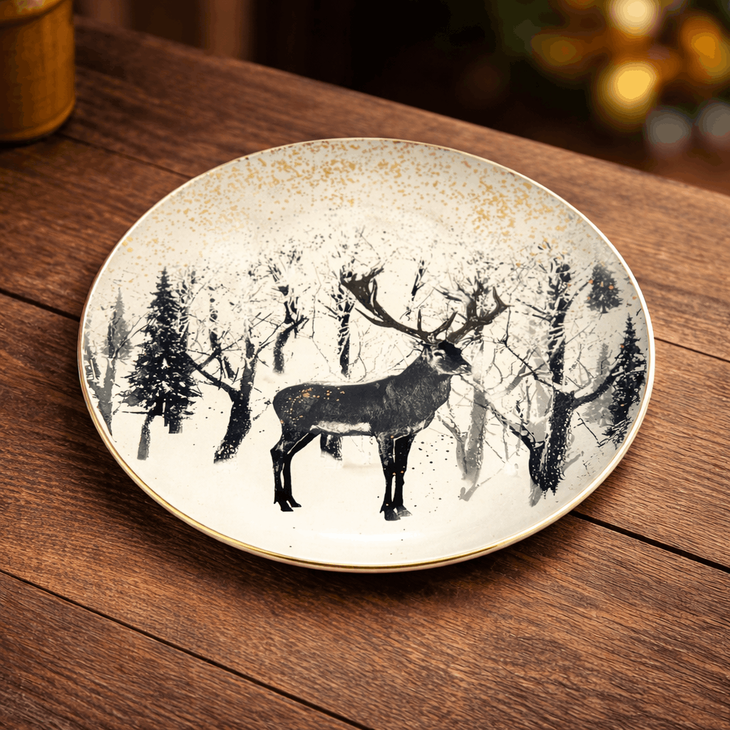 Danny Home 10-Inch Ceramic Deer Plate