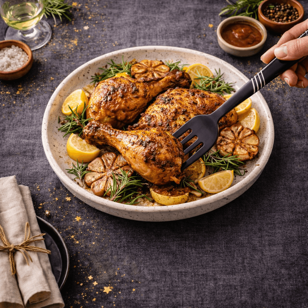 2-Piece Black Serving Fork