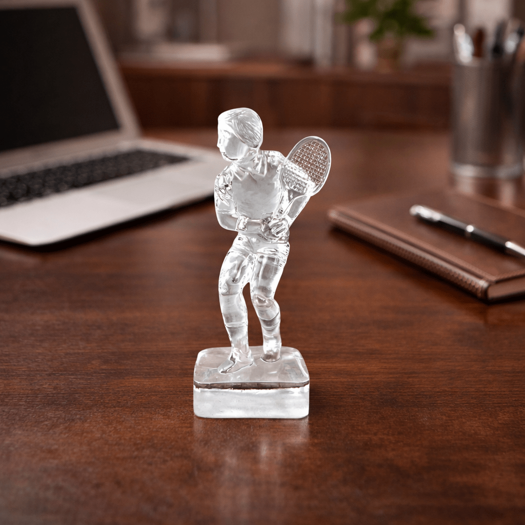 Crystal Tennis Player Decoration Piece