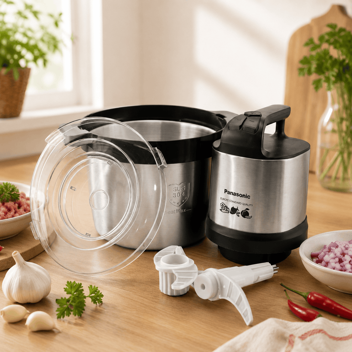 Panasonic 6-Liter Stainless Steel Electric Chopper Kaka Bawa Sons