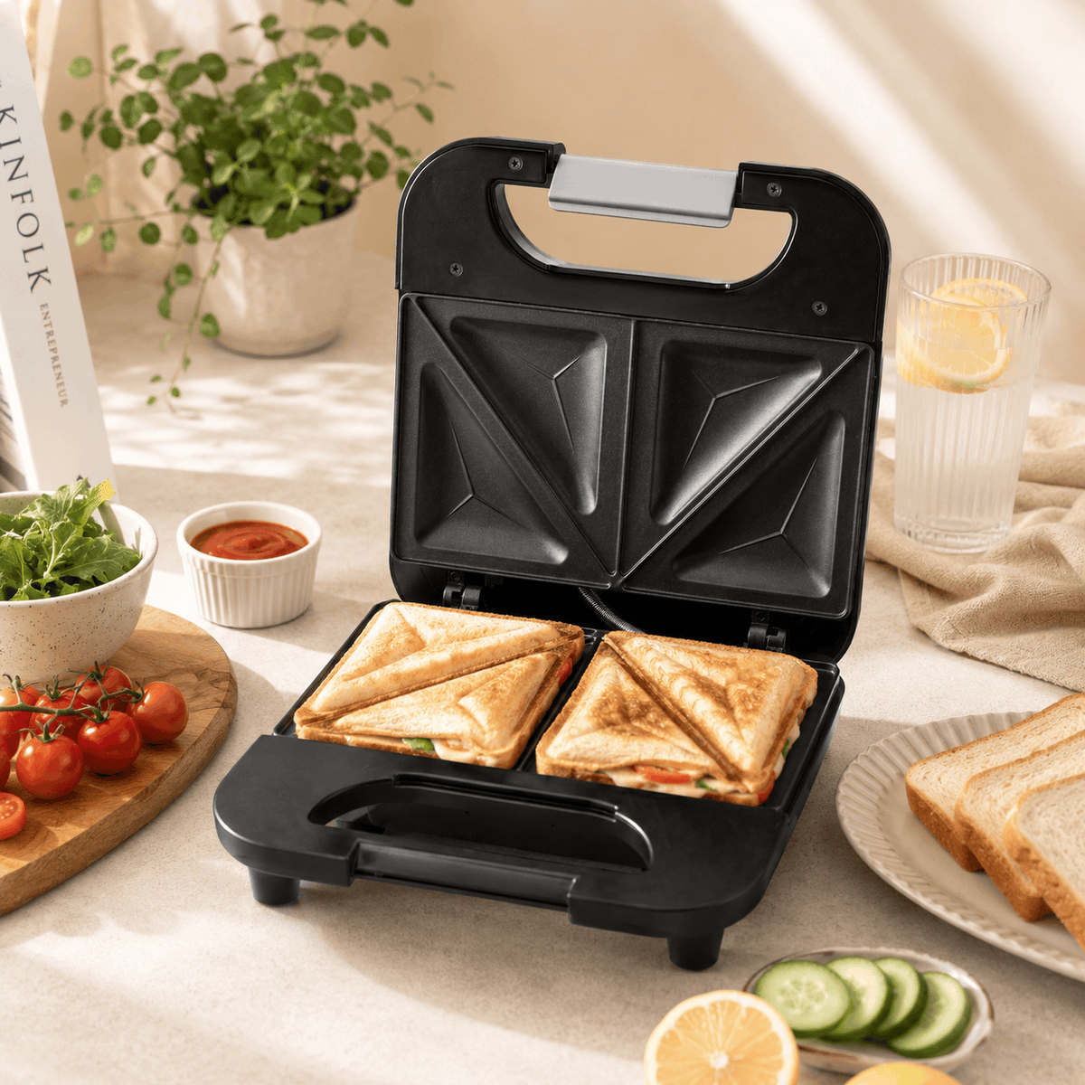Sinbo Premium 2-Slice 800W Non Stick Triangular Plates Sandwich Maker Kaka Bawa Sons