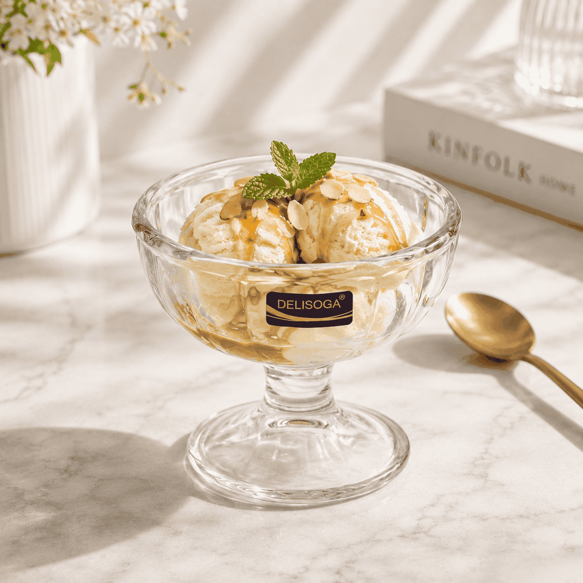 Delisoga 210 ml 6-Piece Glass Ice Cream Cup Set Kaka Bawa Sons
