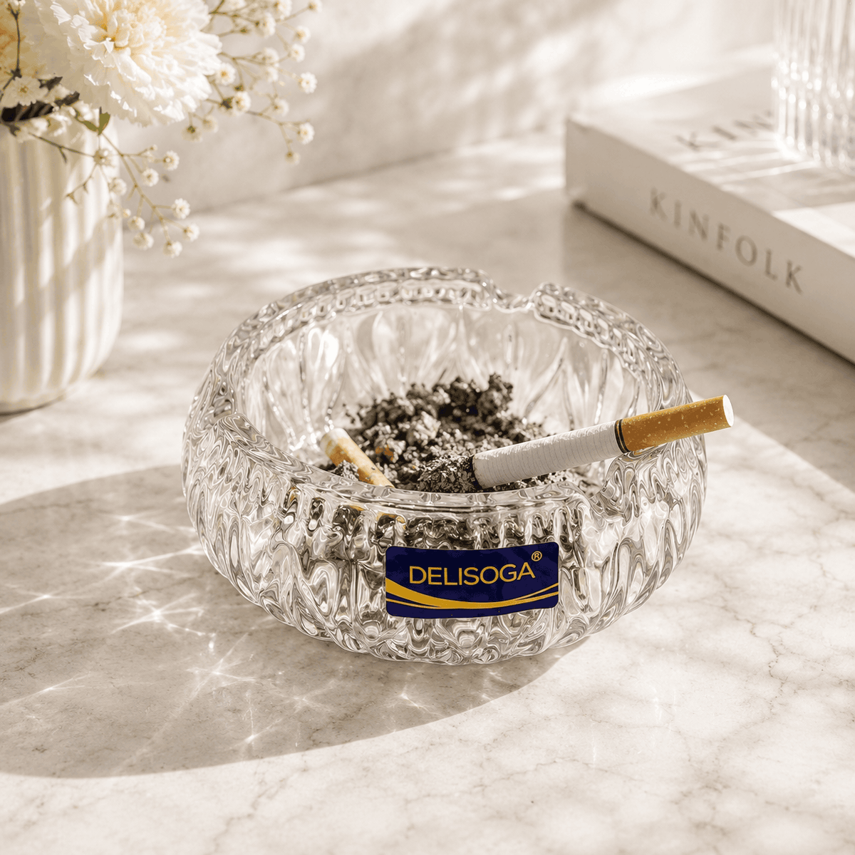 Delisoga Leaf Pattern Round Glass Ashtray Kaka Bawa Sons