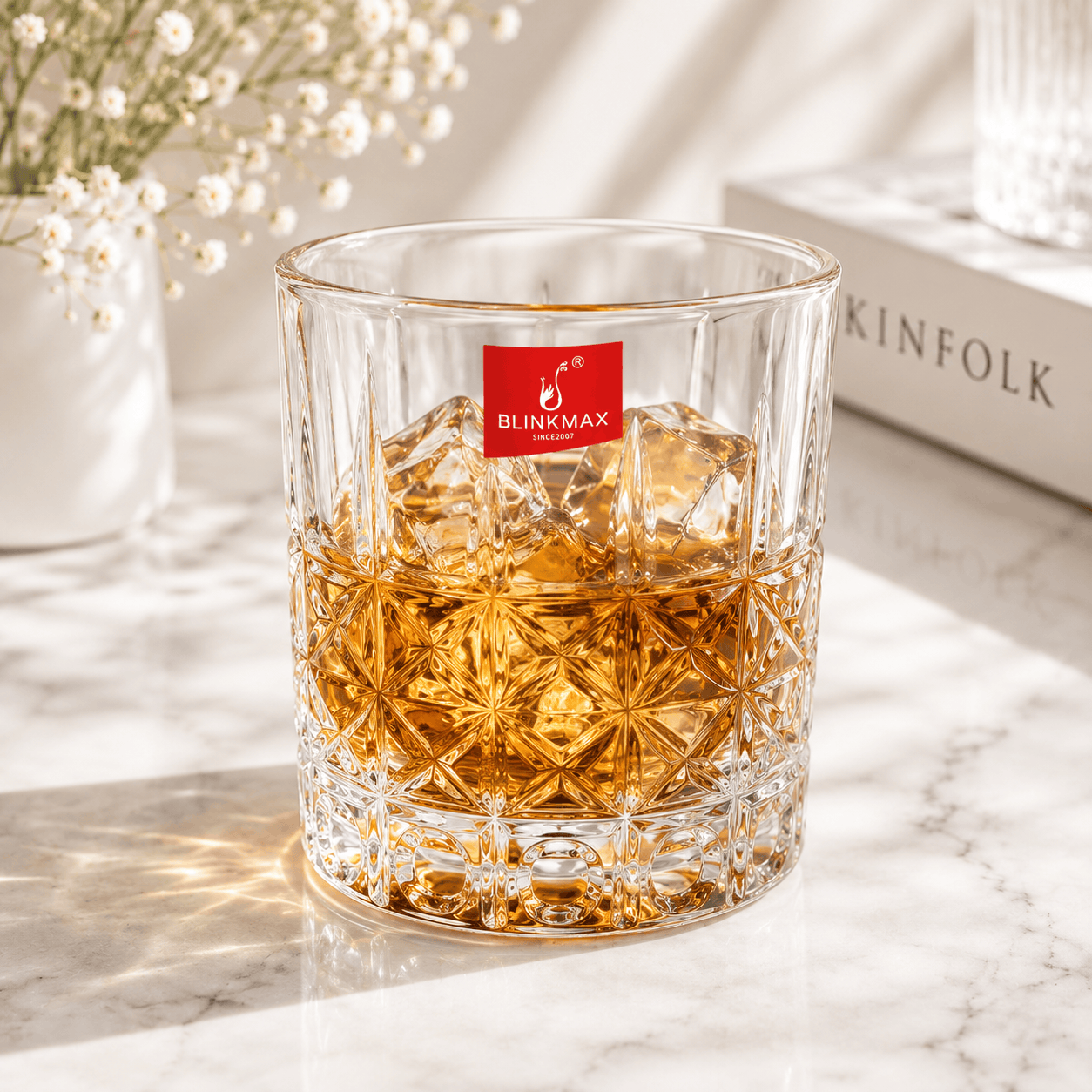 Blinkmax 350 ml 6-Piece Diamond Pattern Vintage Cut DOF Glass Set Kaka Bawa Sons