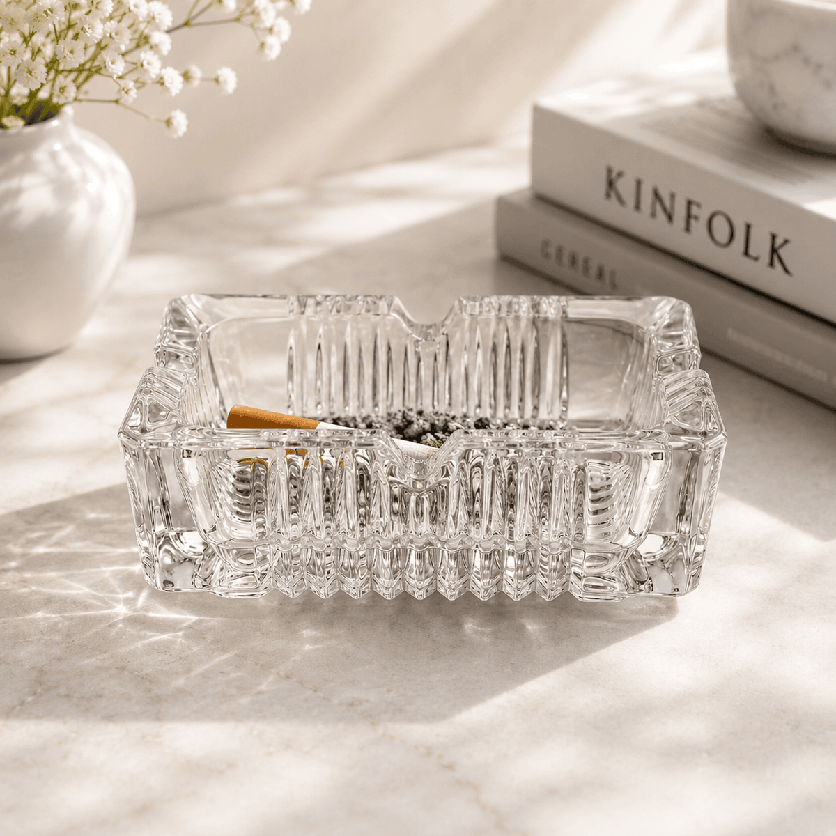 Blinkmax Classic Crystal Glass Square Ashtray Kaka Bawa Sons