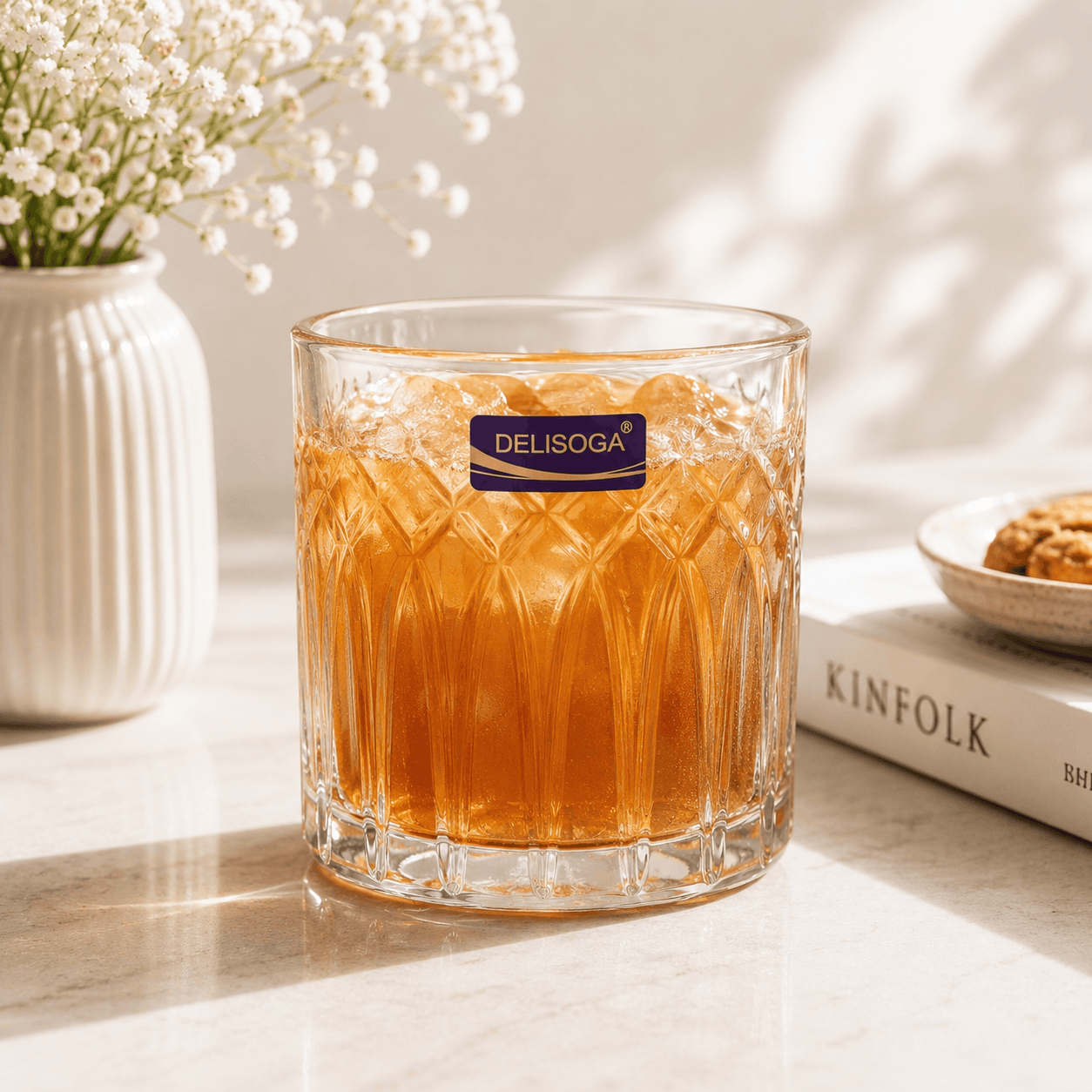 Delisoga 350 ml 6-Piece Diamond Fall DOF Glass Set Kaka Bawa Sons