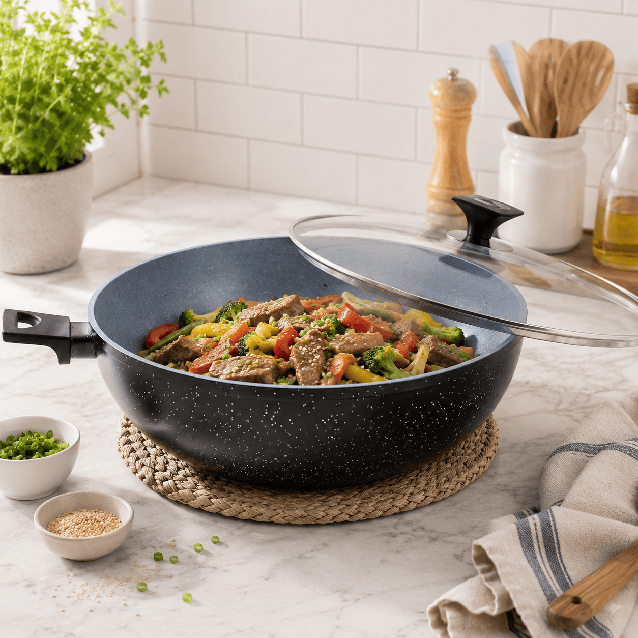 Prestige Lion 32 cm Non Stick Induction Woks Kaka Bawa Sons