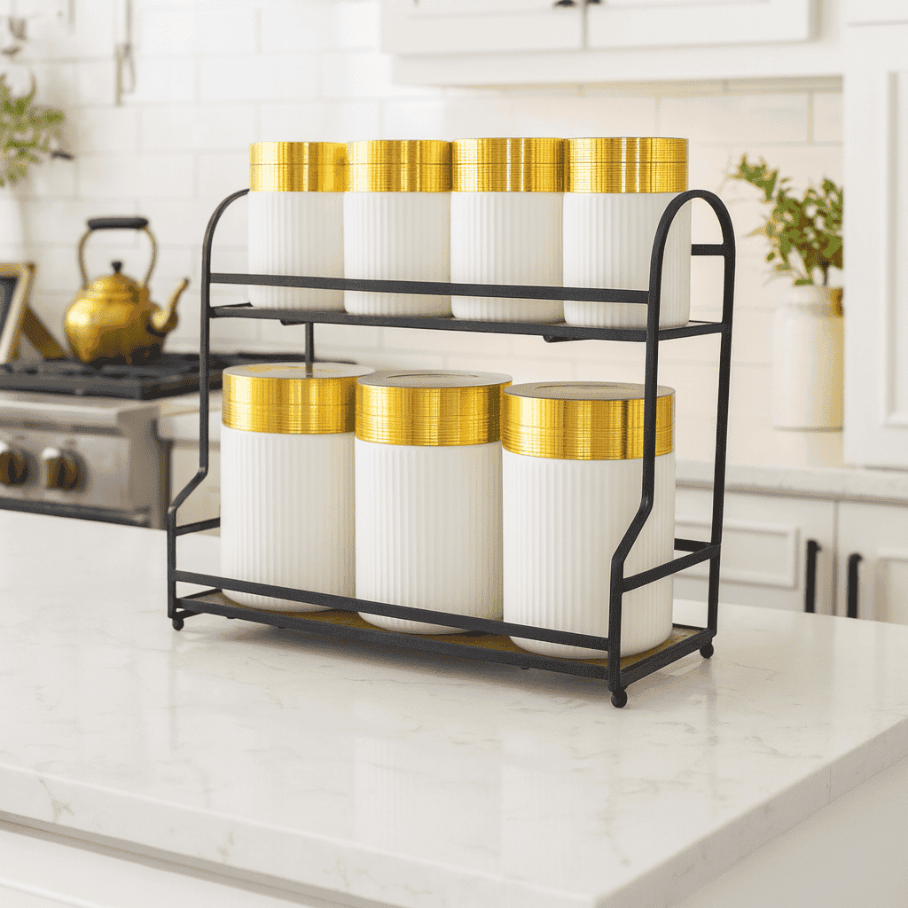 7-Piece Glass Spice Jar Set White Kaka Bawa Sons