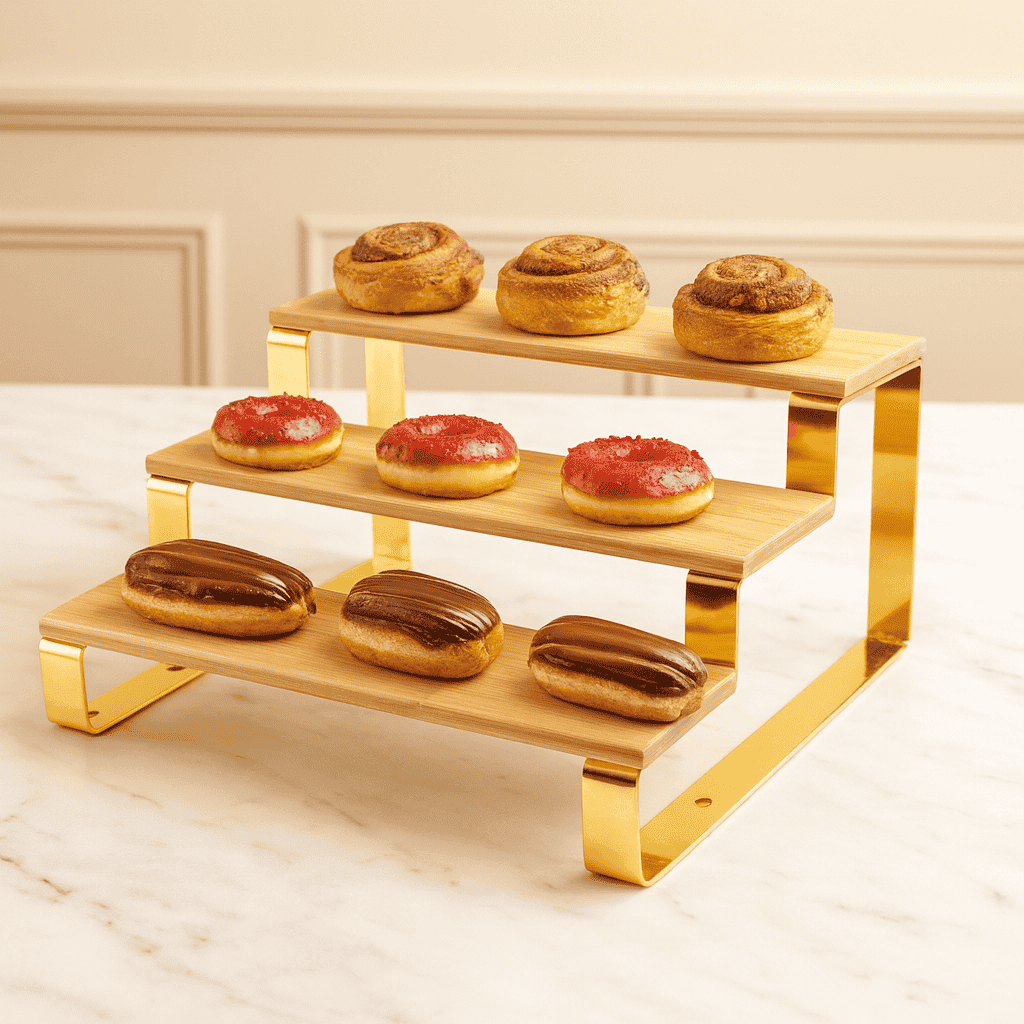 Classic 3-Tier Pastry Stand Golden Kaka Bawa Sons