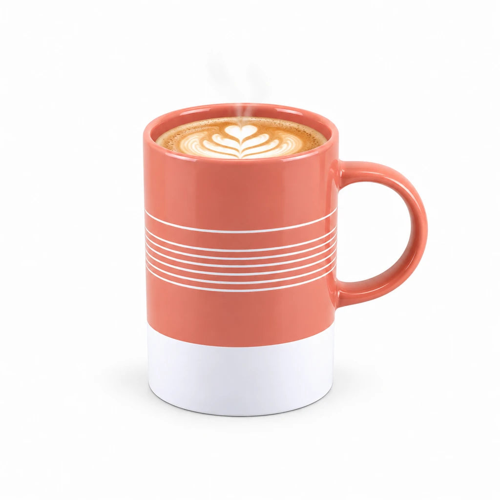 Danny Home 350 ml Red & White Horizontal Stripe Porcelain Mug