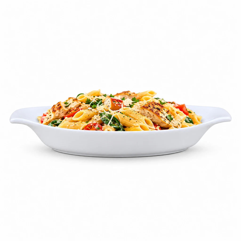 Forte B.K Casa 8-Inch White Ceramic Oval Dish With Side Grips