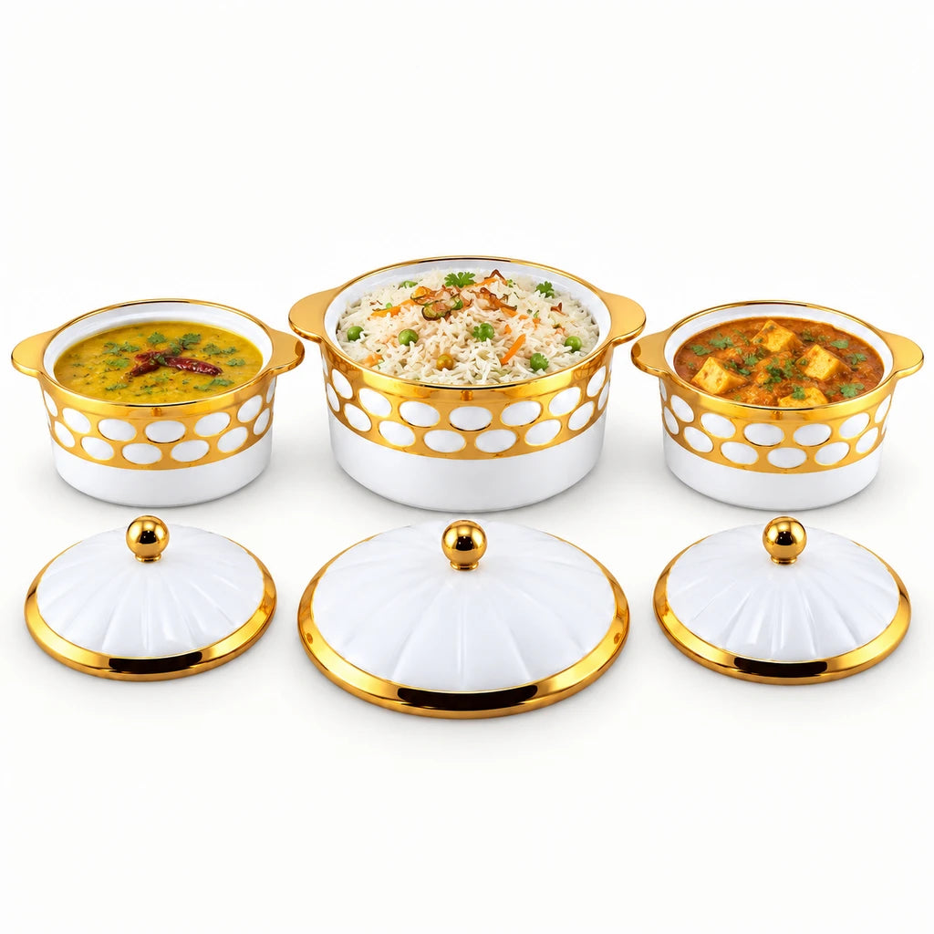Bothwin 3-Piece Golden Bubble Ceramic Casserole Dish Set