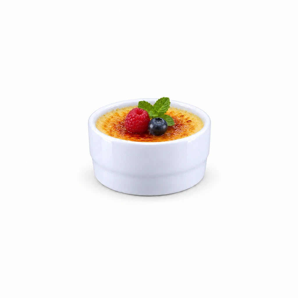 Forte B.K Classic Smooth-Sided White Ceramic Ramekin, 3 Inch