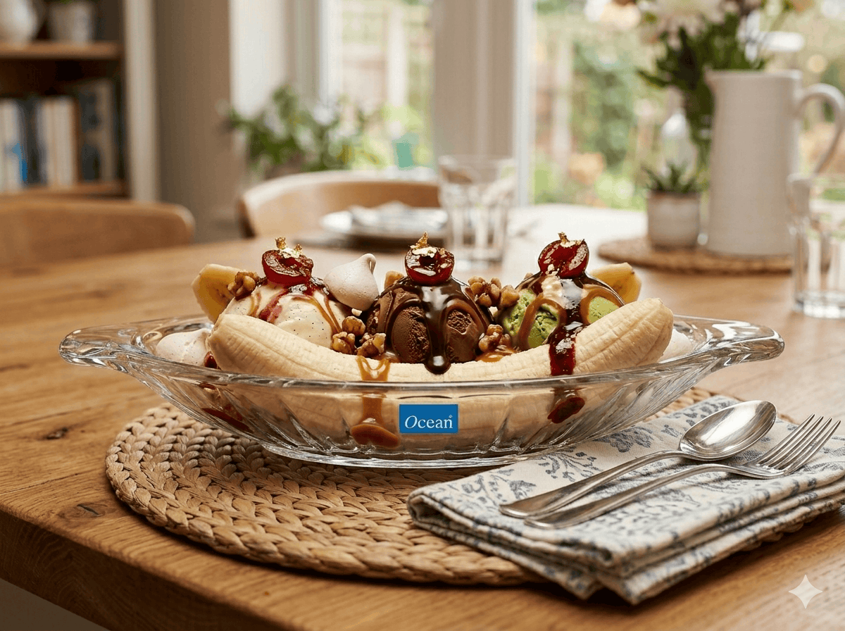 Ocean Alaska 24cm 225 ml Banana Split Glass Dish Kaka Bawa Sons