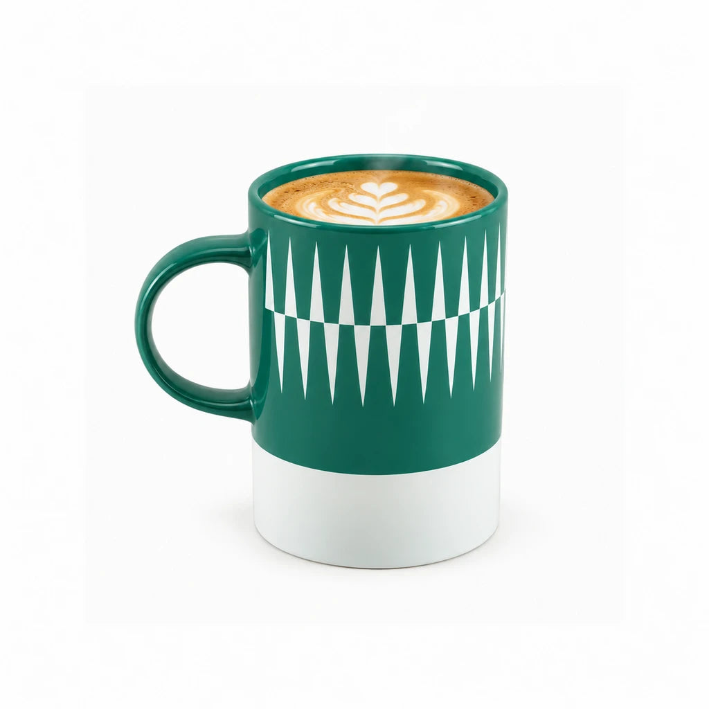 Danny Home 350 ml Green & White Geometric Porcelain Mug