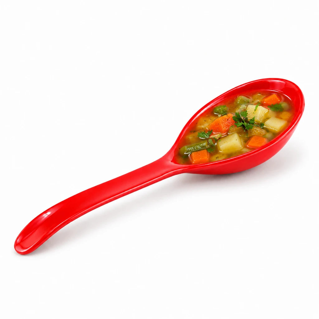 Blaze 6-Inch Melamine Serving Soup Spoon - Red, Yellow & Black