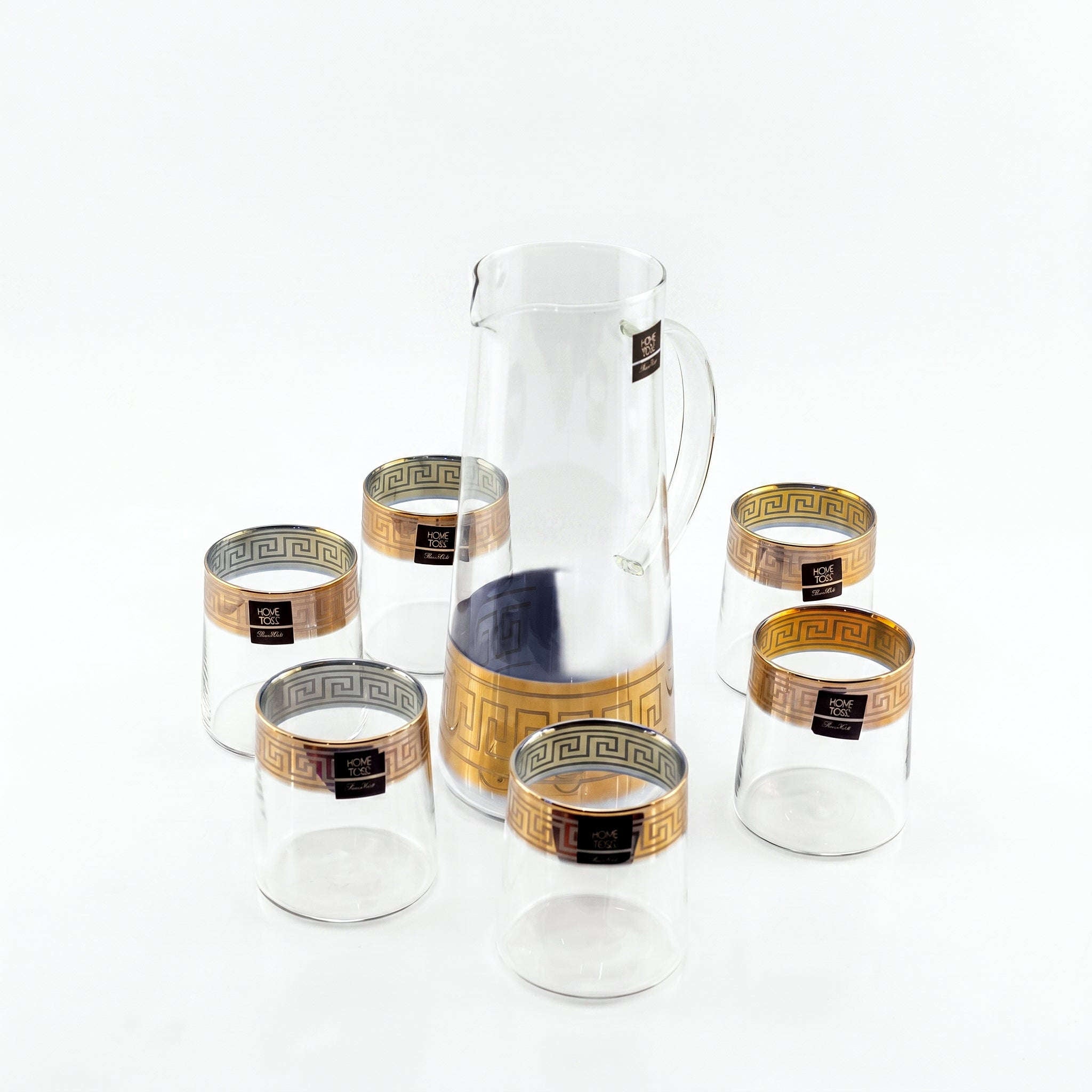Home Table 7-Piece Gold Rim Water Jug And Glass Sets Kaka Bawa Sons