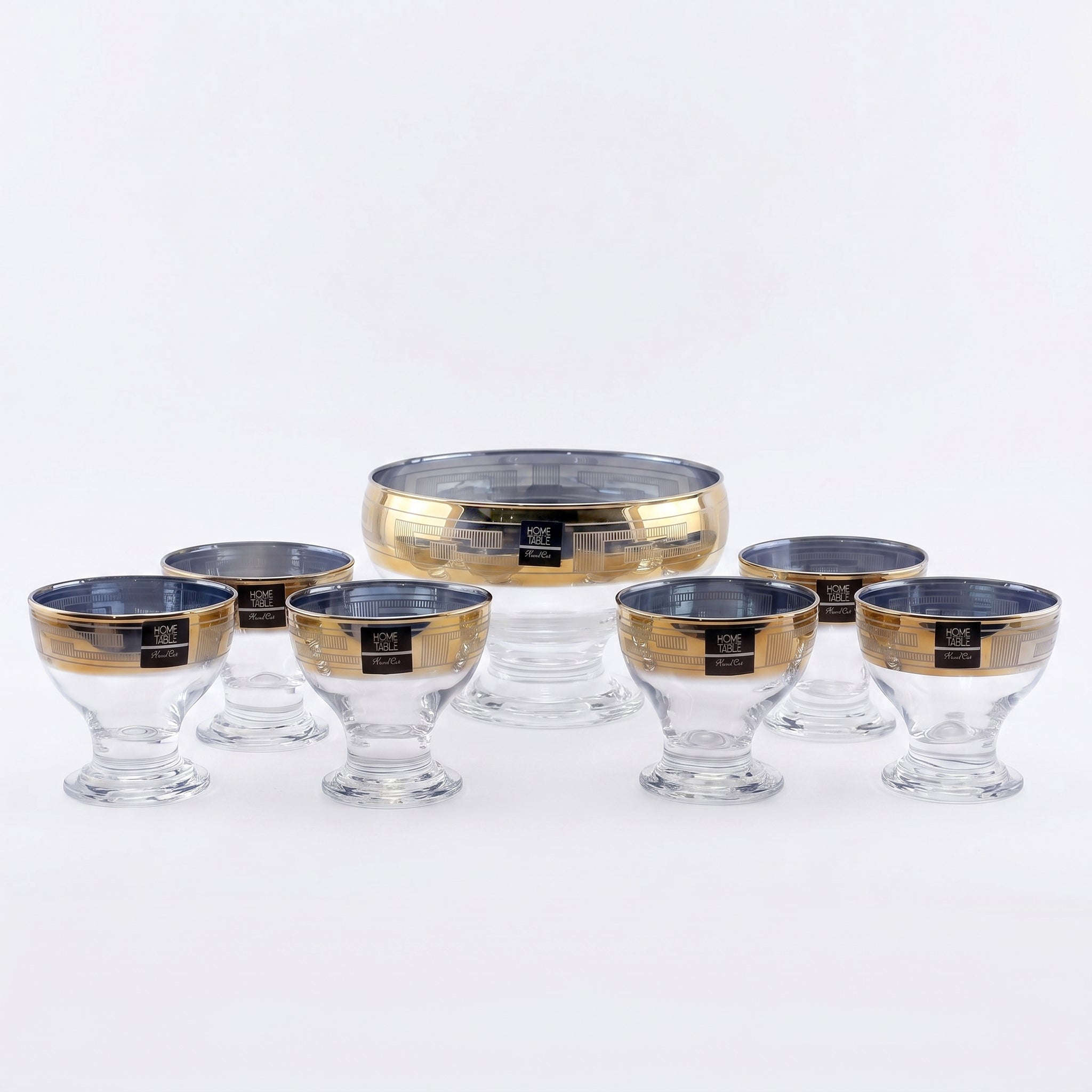 Home Table 7-Piece Golden Glass Dessert Sets Kaka Bawa Sons