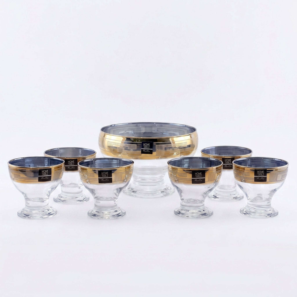 Home Table 7-Piece Golden Glass Dessert Sets Kaka Bawa Sons