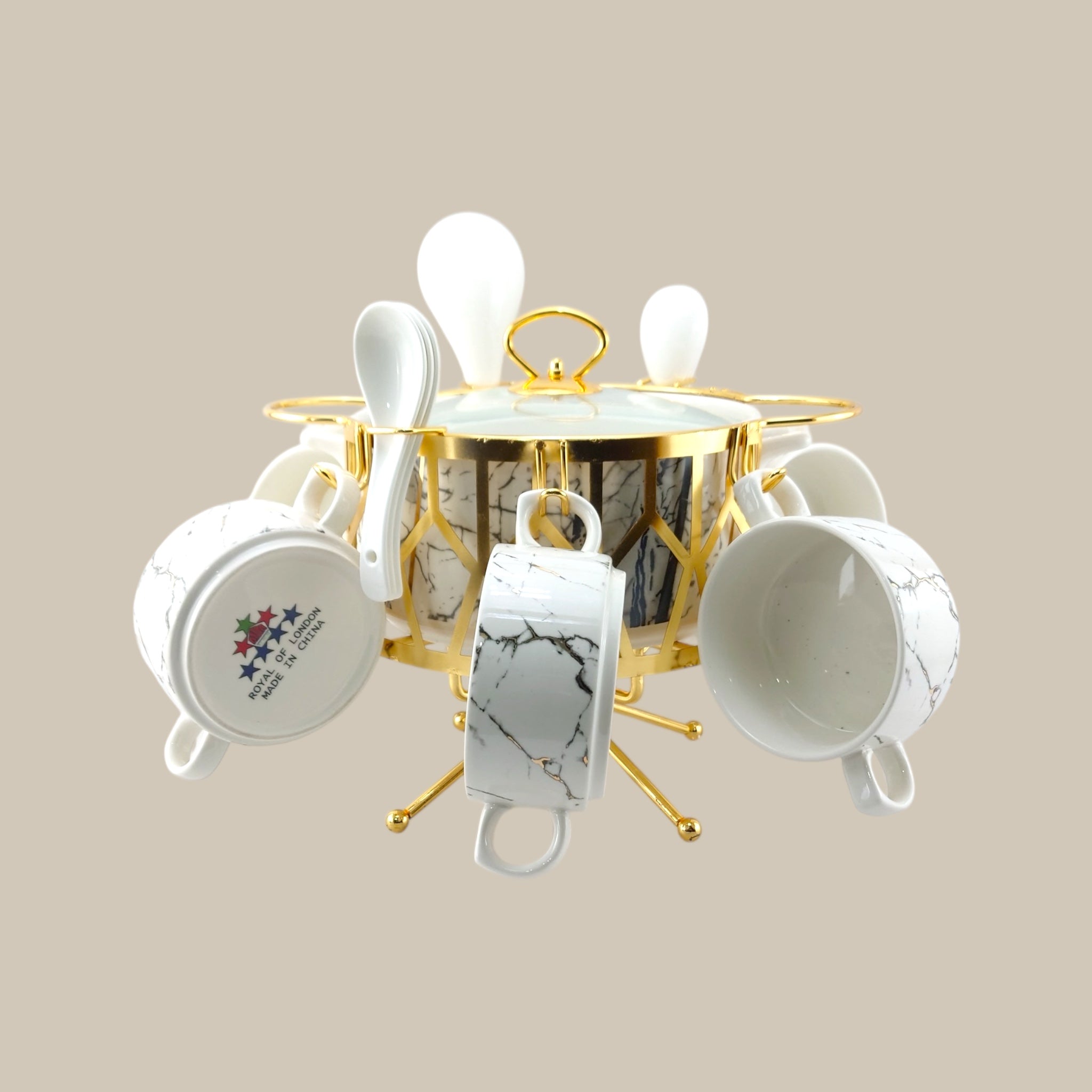 Royal 16-Piece Soup Set With Golden Stand