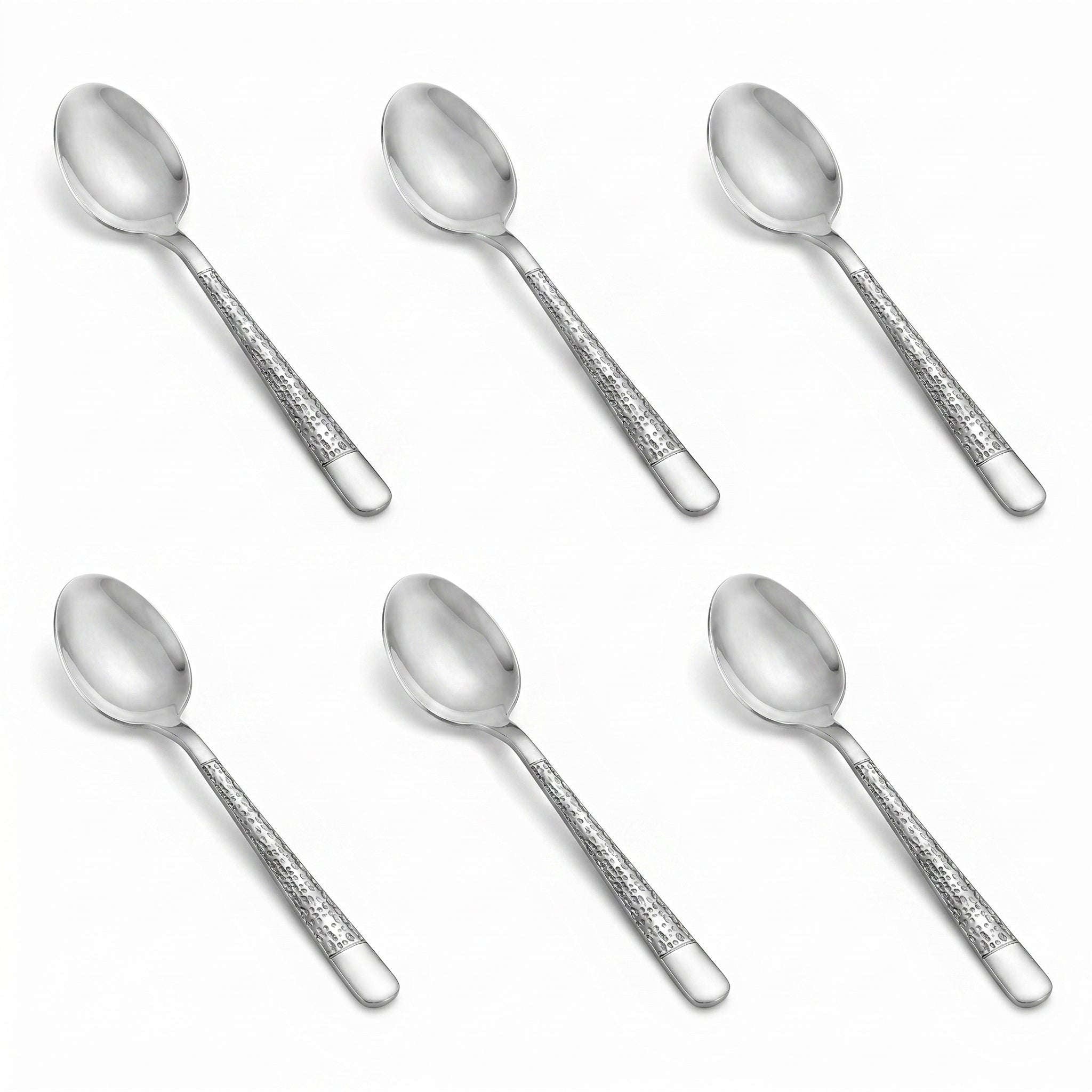 Blaze Tree 6-Piece Stainless Steel Silver Tea Spoon Set Kaka Bawa Sons
