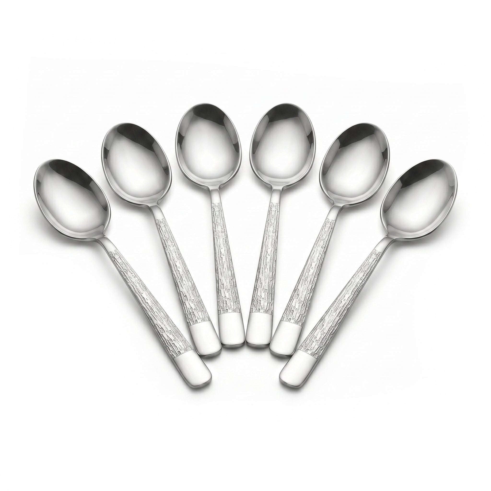 Blaze Tree 6-Piece Stainless Steel Silver Dessert Spoon Set Kaka Bawa Sons