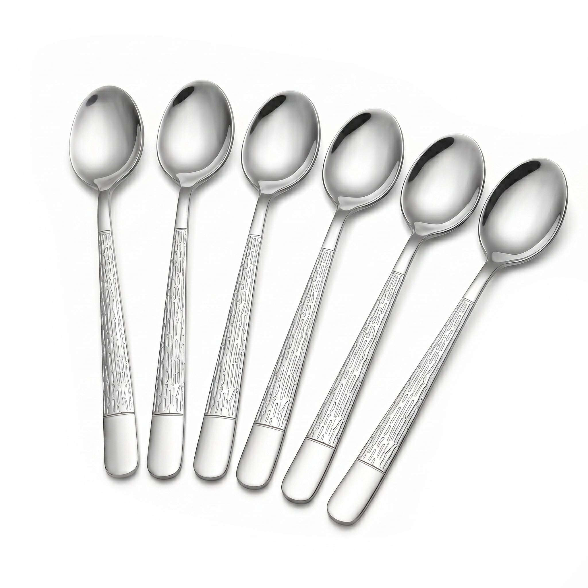 Blaze Tree 6-Piece Stainless Steel Silver Long Tea Spoon Set Kaka Bawa Sons