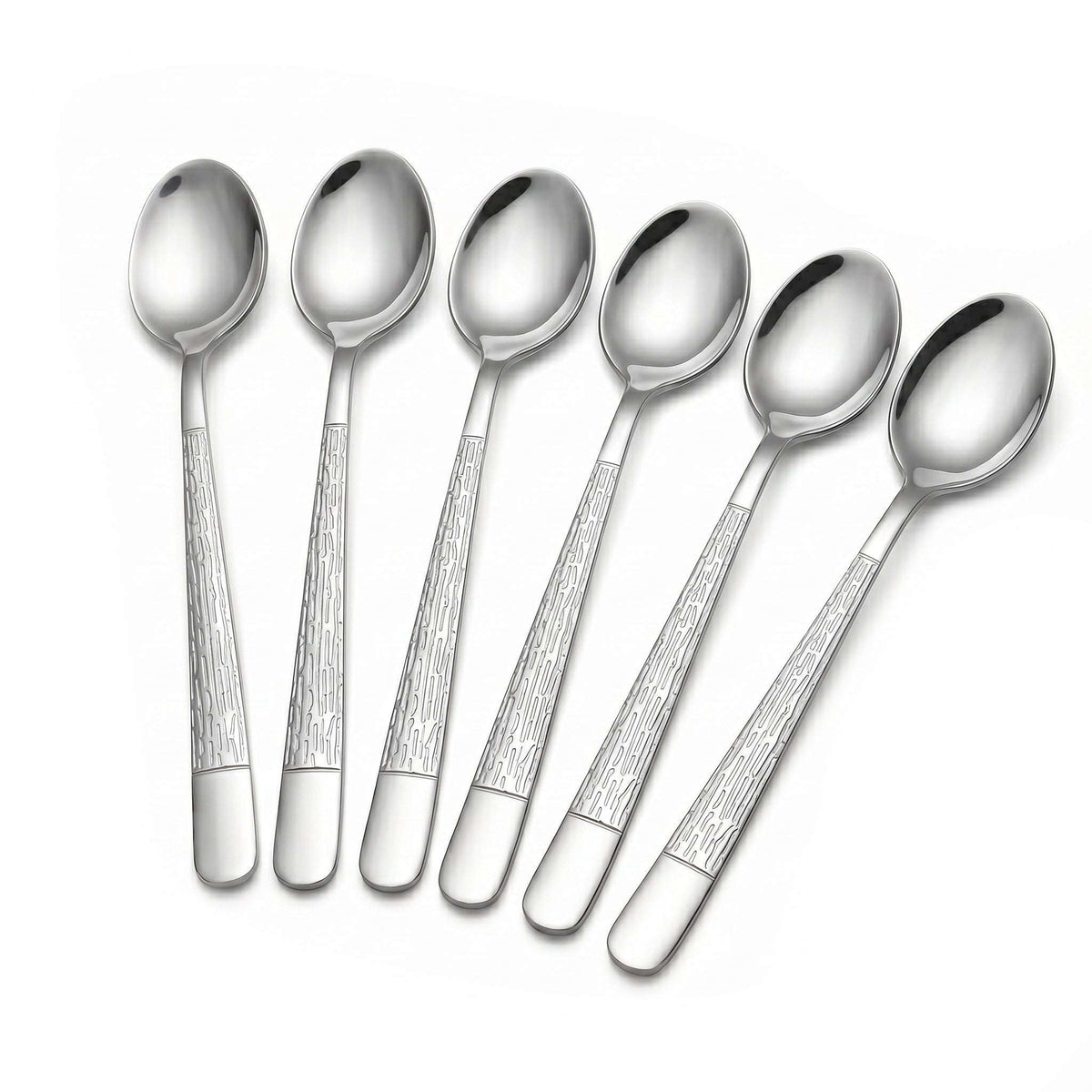 Blaze Tree 6-Piece Stainless Steel Silver Long Tea Spoon Set Kaka Bawa Sons