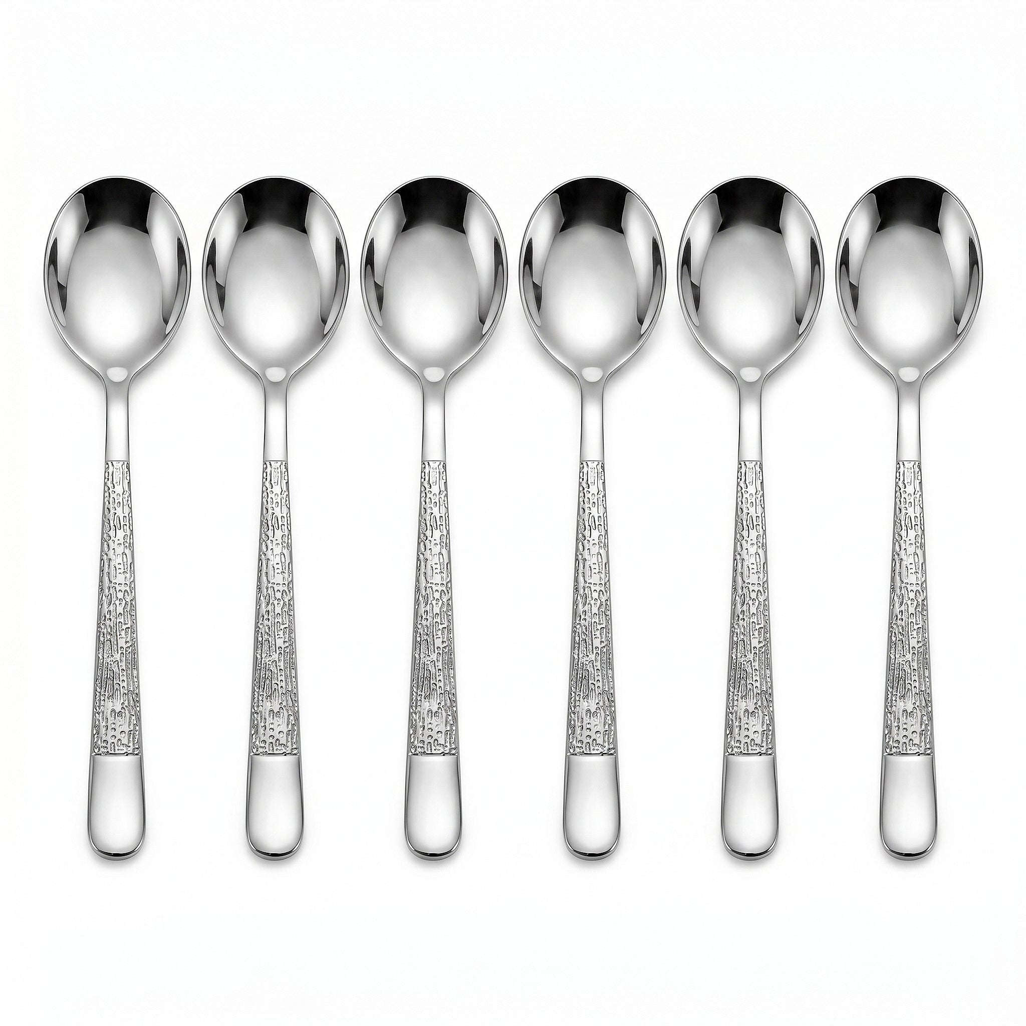 Blaze Tree 6-Piece Stainless Steel Silver Dessert Soup Spoon Set Kaka Bawa Sons