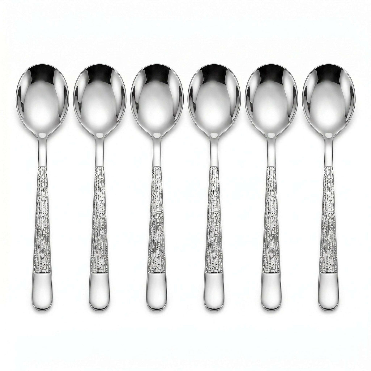 Blaze Tree 6-Piece Stainless Steel Silver Dessert Soup Spoon Set Kaka Bawa Sons