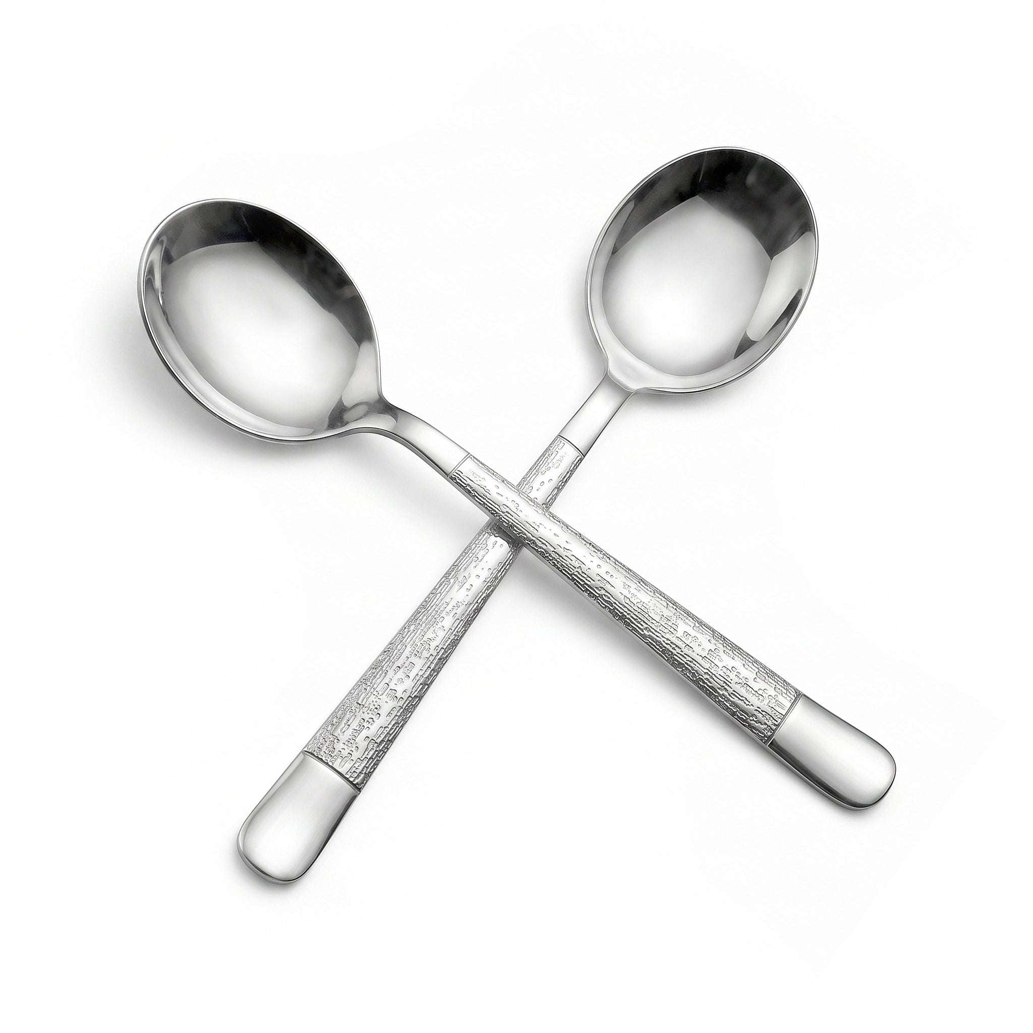 Blaze Tree 2-Piece Stainless Steel Silver Serving Soup Spoon Set Kaka Bawa Sons