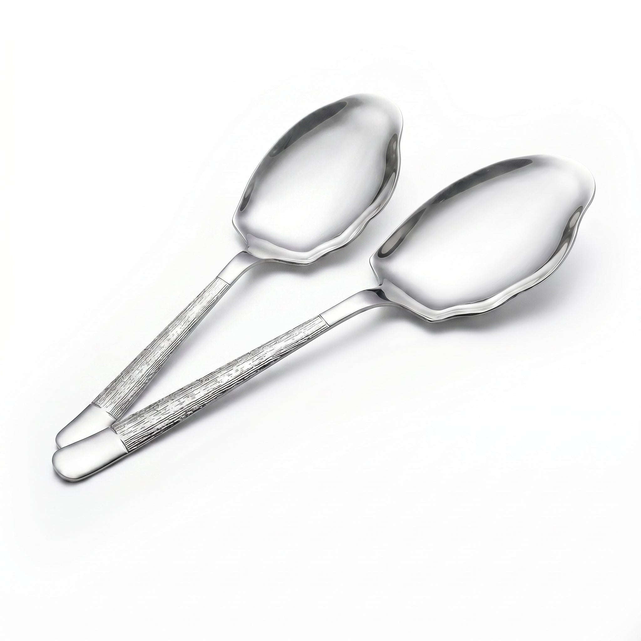 Blaze Tree 2-Piece Stainless Steel Silver Serving Rice Panja Spoon Set Kaka Bawa Sons