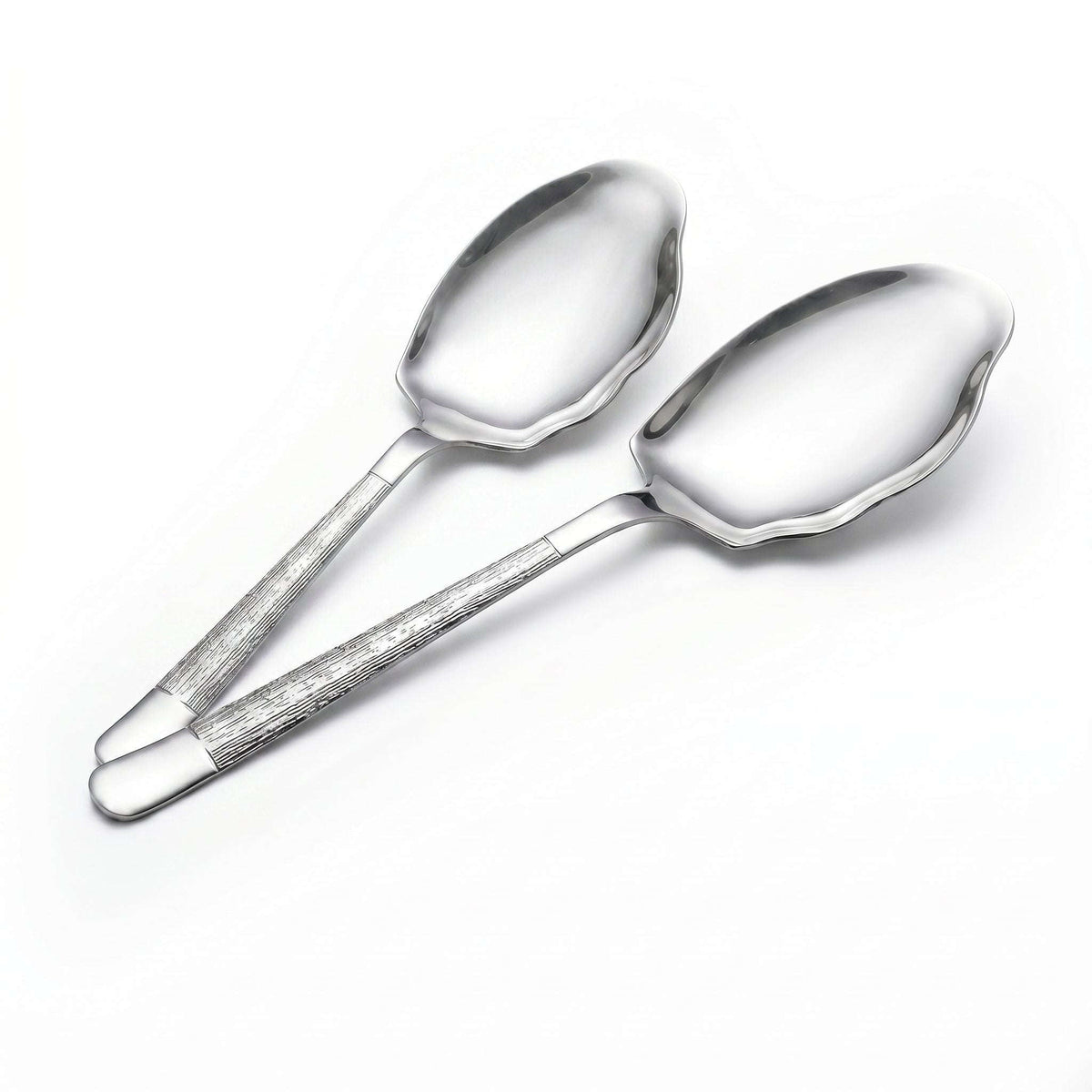 Blaze Tree 2-Piece Stainless Steel Silver Serving Rice Panja Spoon Set Kaka Bawa Sons