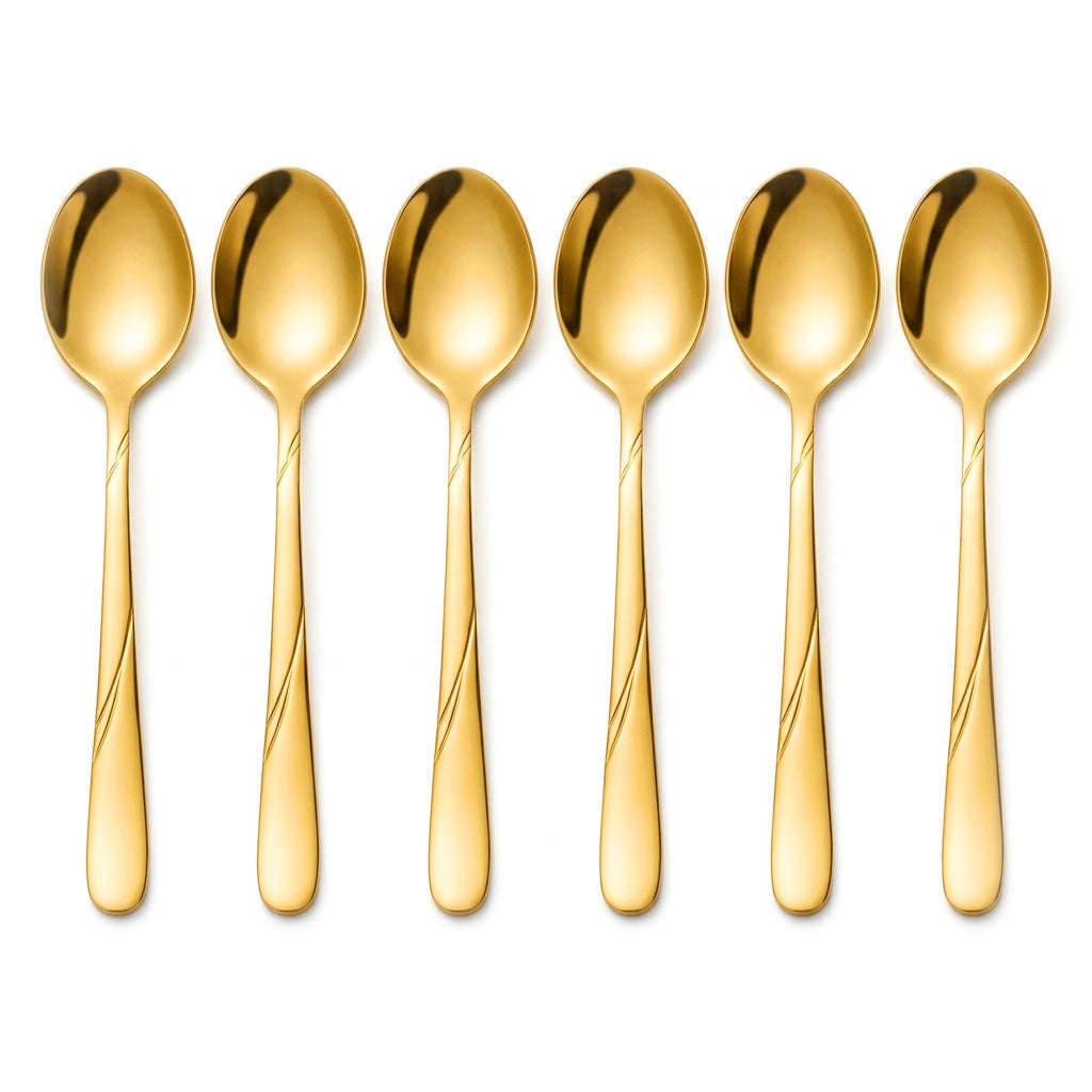 Blaze R.P.3 Stainless Steel 6-Piece Golden Table Spoon Set Kaka Bawa Sons