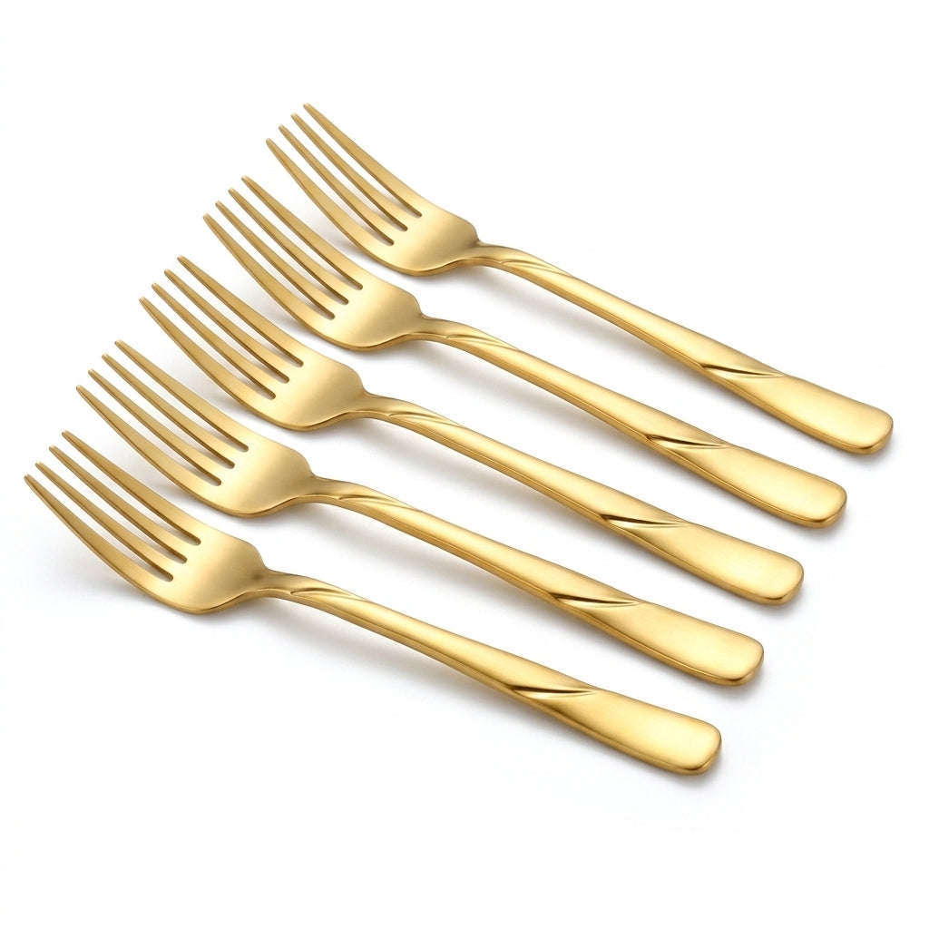 Blaze R.P.3 Stainless Steel 6-Piece Golden Table Fork Set Kaka Bawa Sons