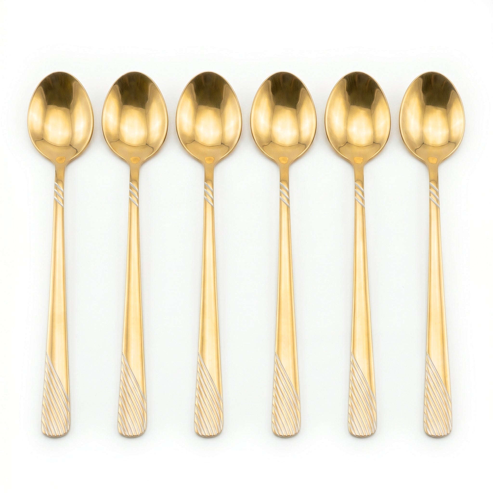 Blaze TPO Gold 6-Piece Stainless Steel Golden Long Tea Spoon Set Kaka Bawa Sons