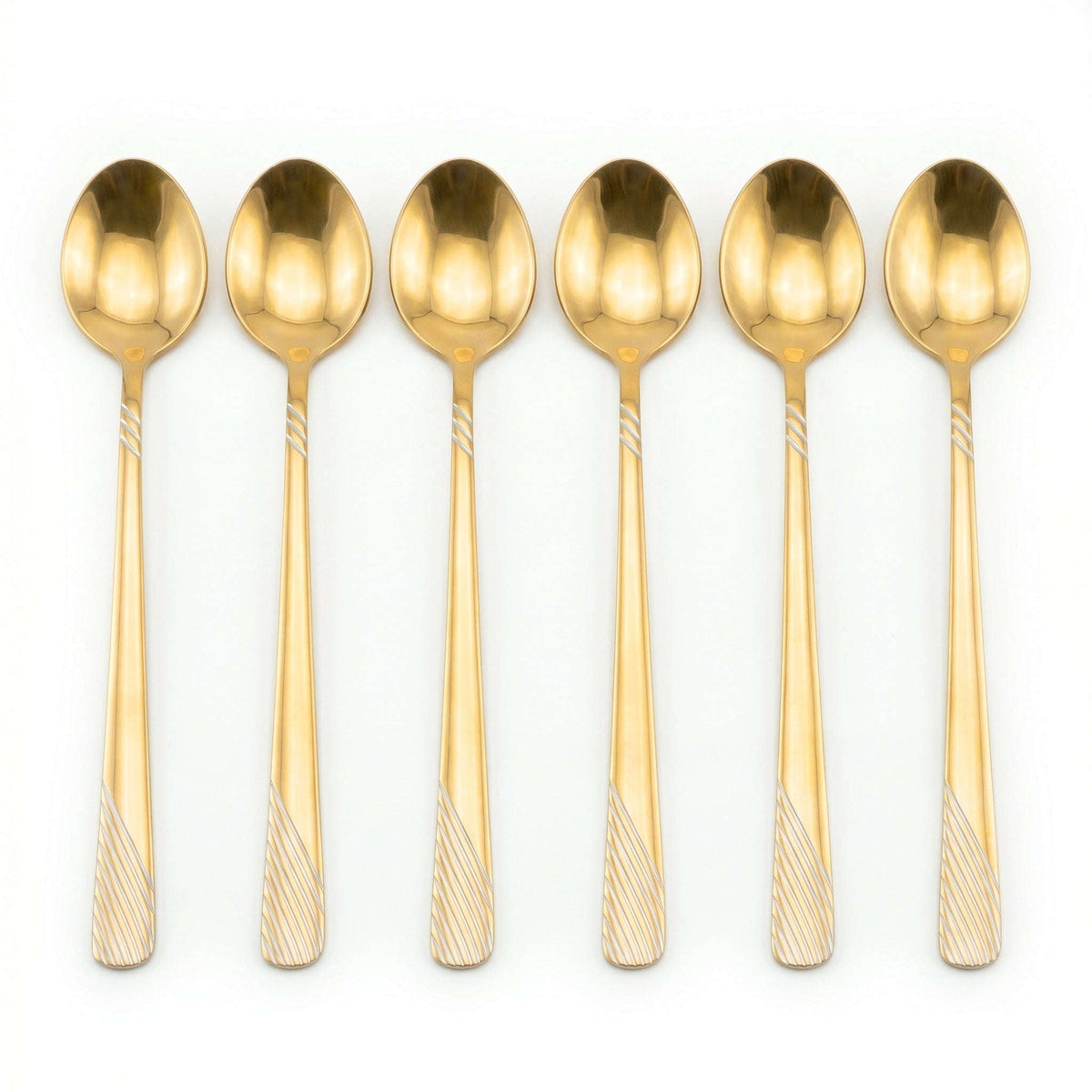 Blaze TPO Gold 6-Piece Stainless Steel Golden Long Tea Spoon Set Kaka Bawa Sons