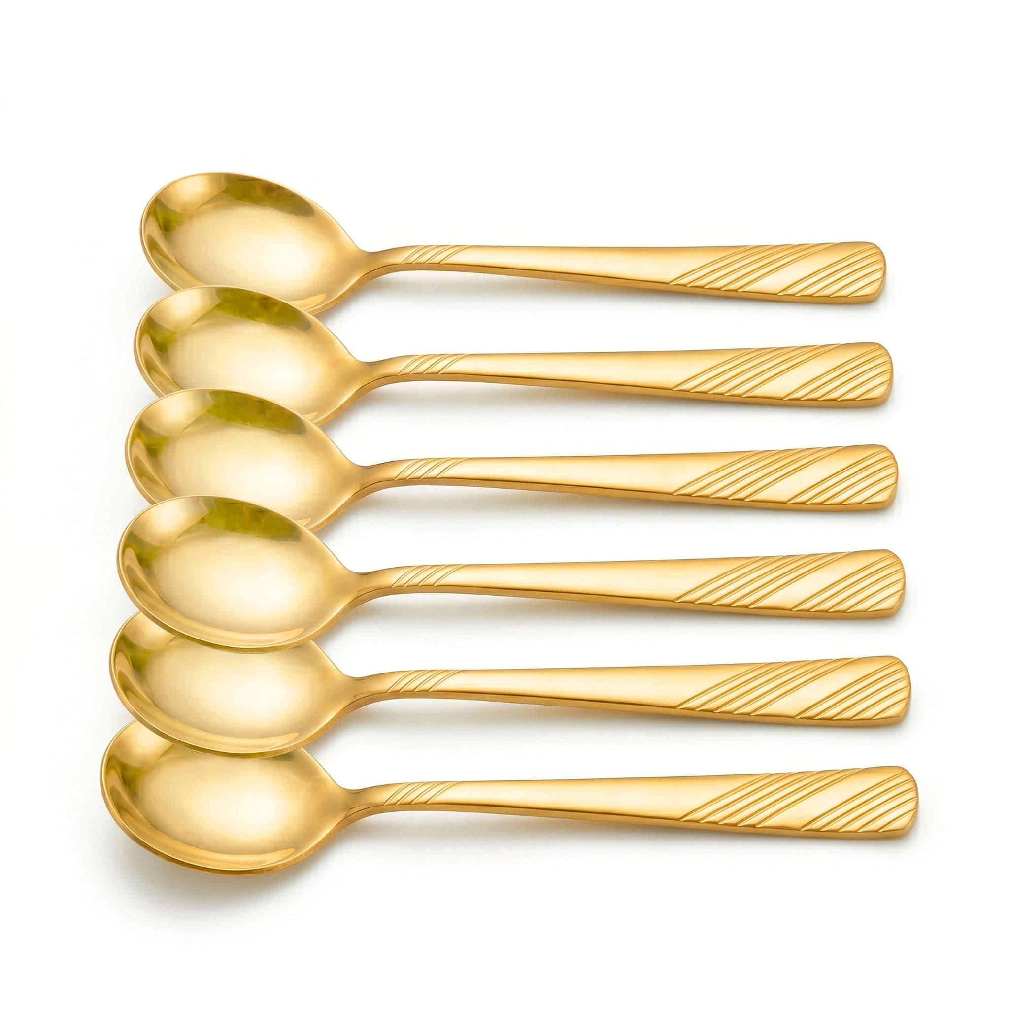Blaze TPO God 6-Piece Stainless Steel Golden Dessert Soup Spoon Set Kaka Bawa Sons