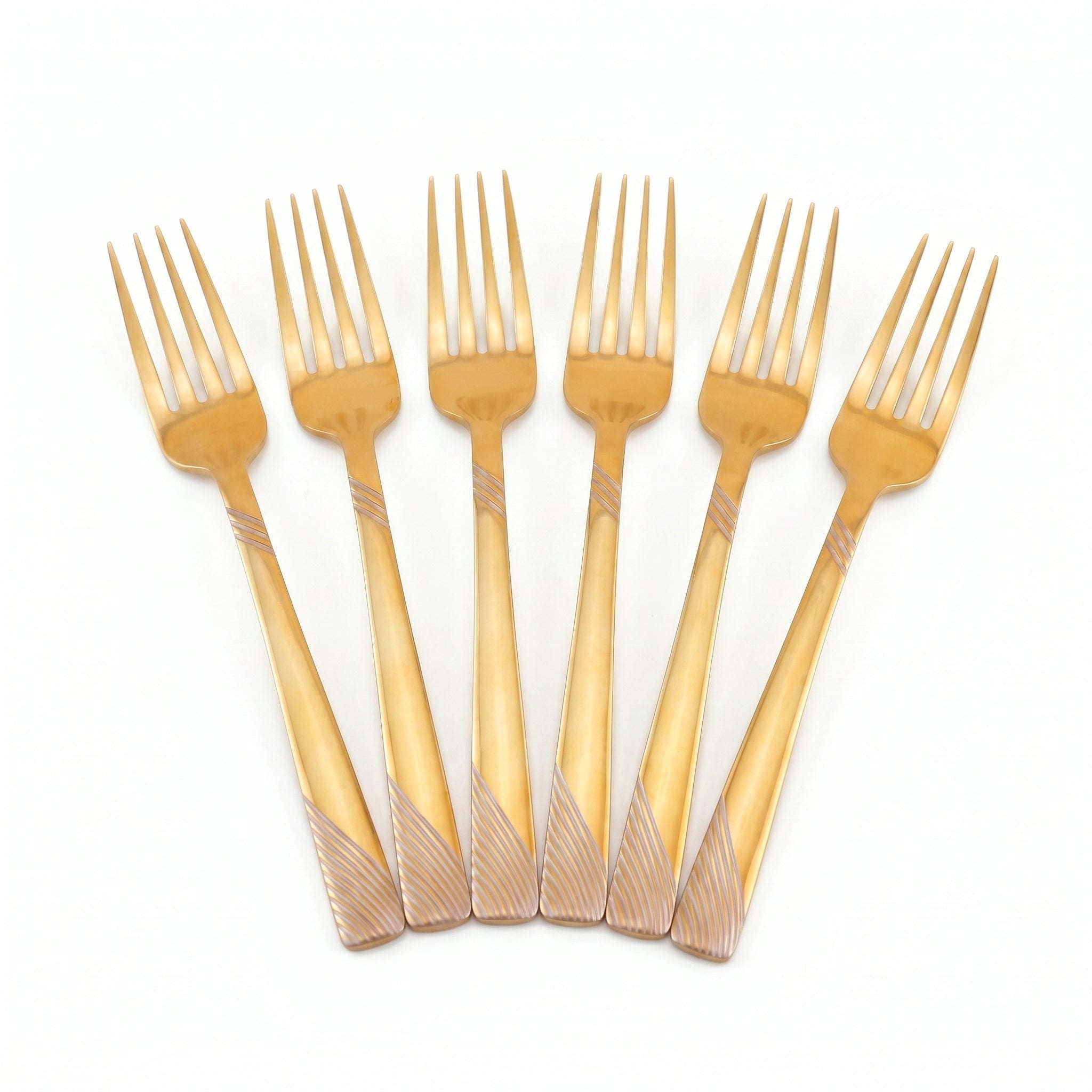 Blaze TPO Gold 6-Piece Stainless Steel Golden Dessert Fork Set Kaka Bawa Sons