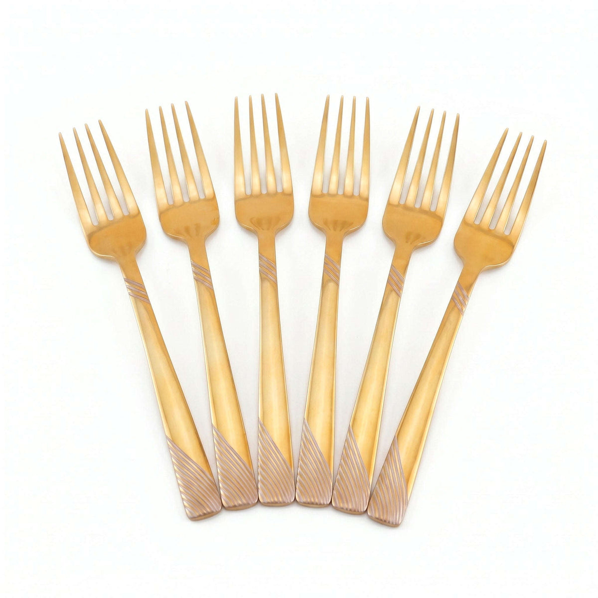 Blaze TPO Gold 6-Piece Stainless Steel Golden Dessert Fork Set Kaka Bawa Sons