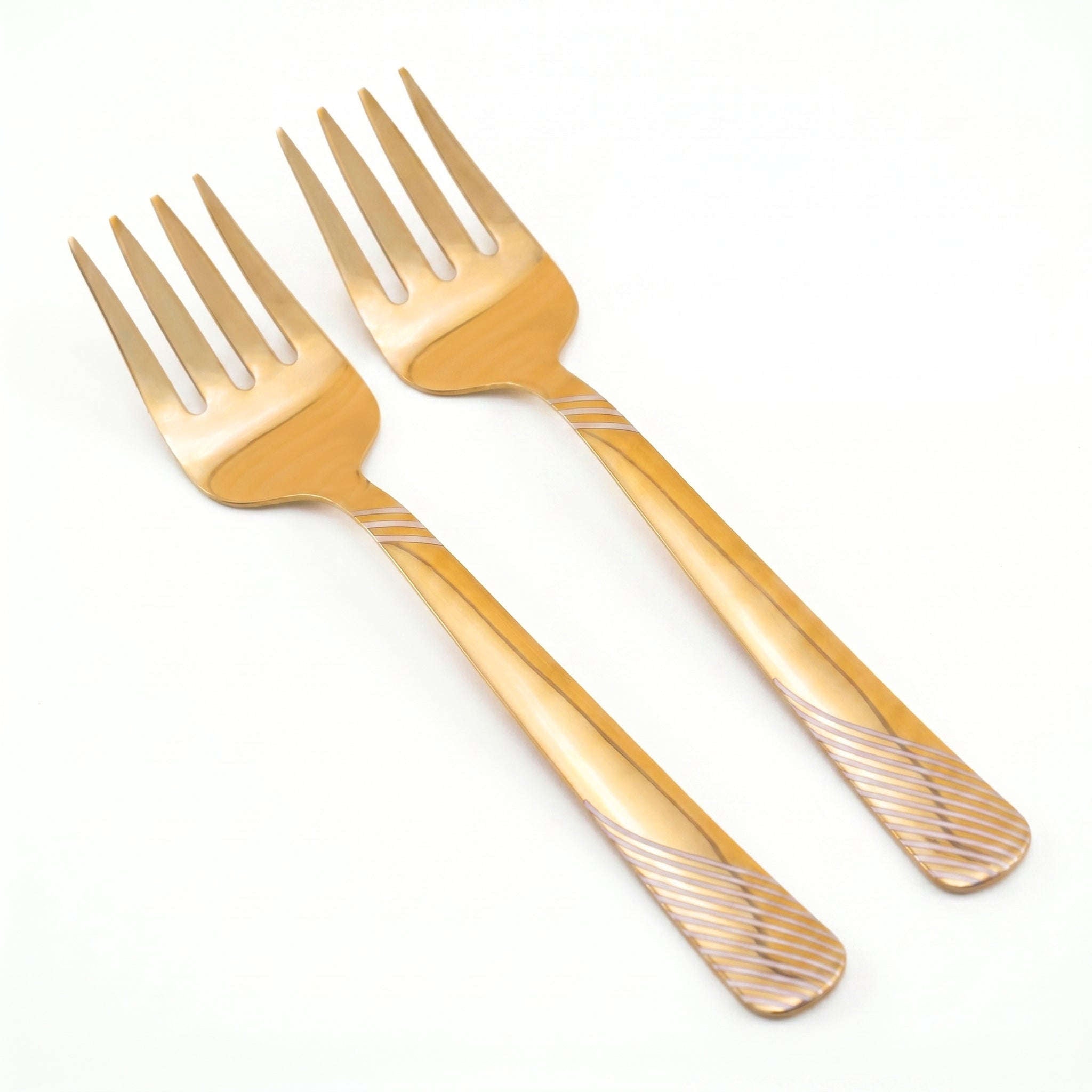 Blaze TPO Gold 2-Piece Stainless Steel Golden Serving Fork Set Kaka Bawa Sons