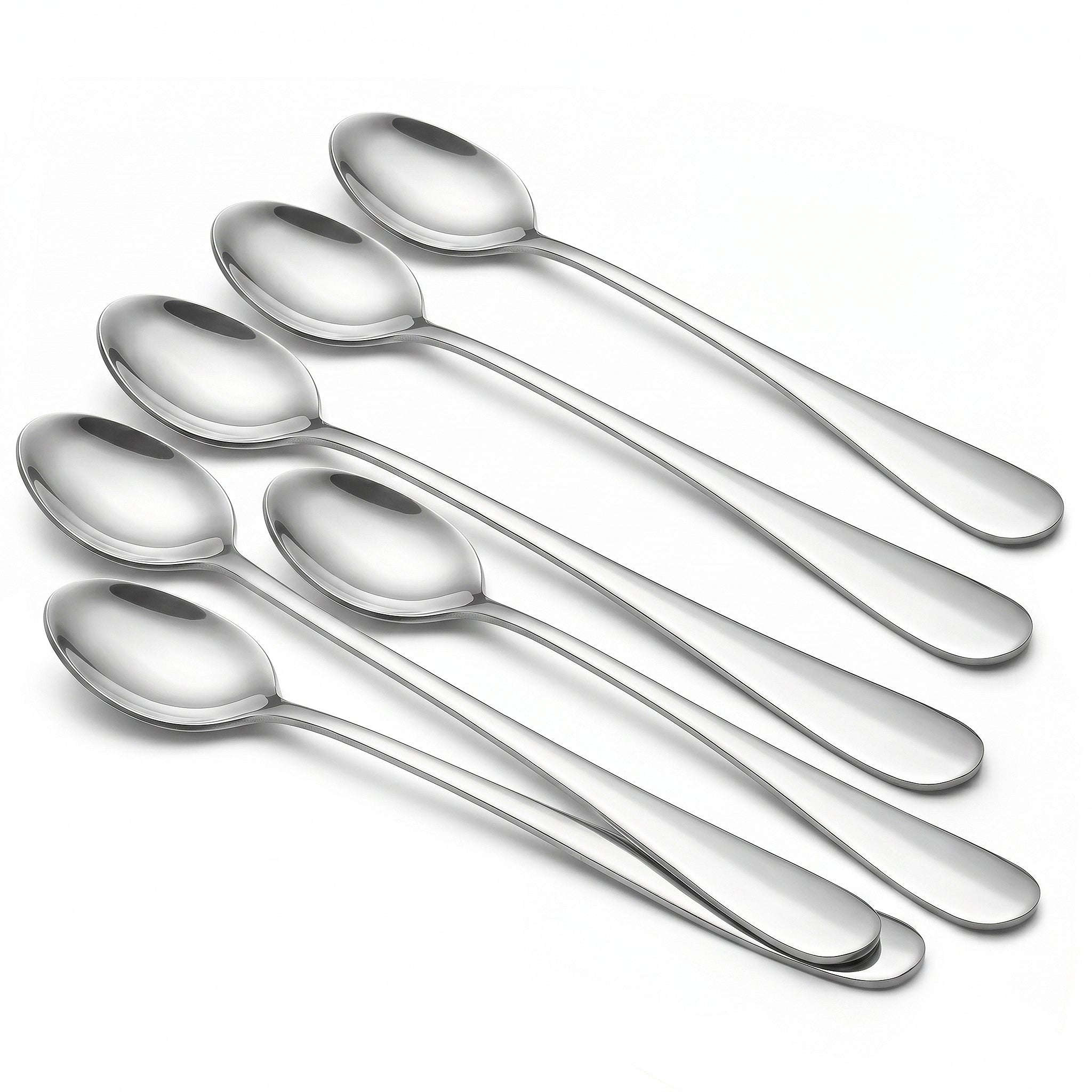 N.H 6-Piece Stainless Steel Silver Long Tea Spoon Set Kaka Bawa Sons