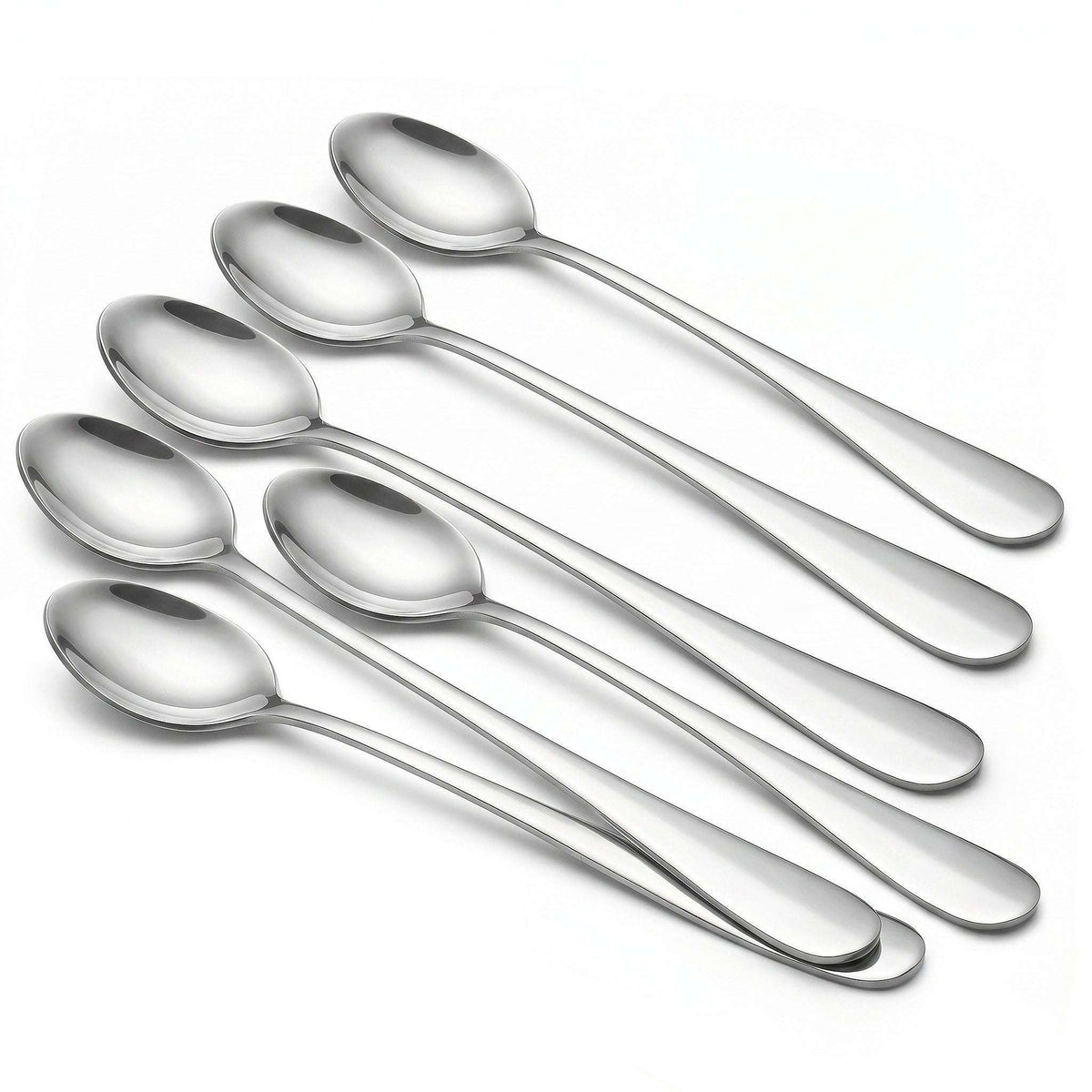 N.H 6-Piece Stainless Steel Silver Long Tea Spoon Set Kaka Bawa Sons
