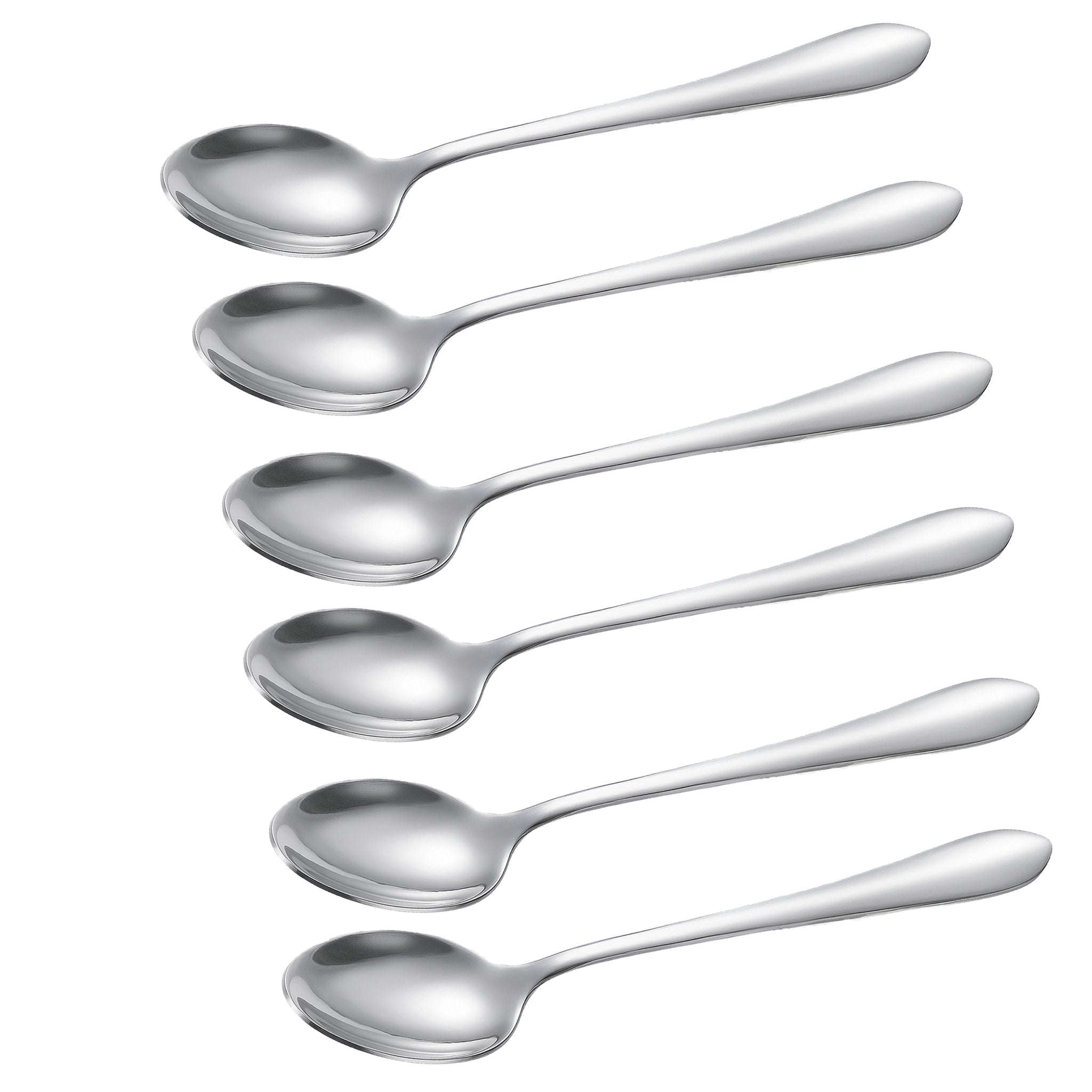 Mirror Polish 6-Piece Stainless Steel Silver Long Tea Spoon Set Kaka Bawa Sons