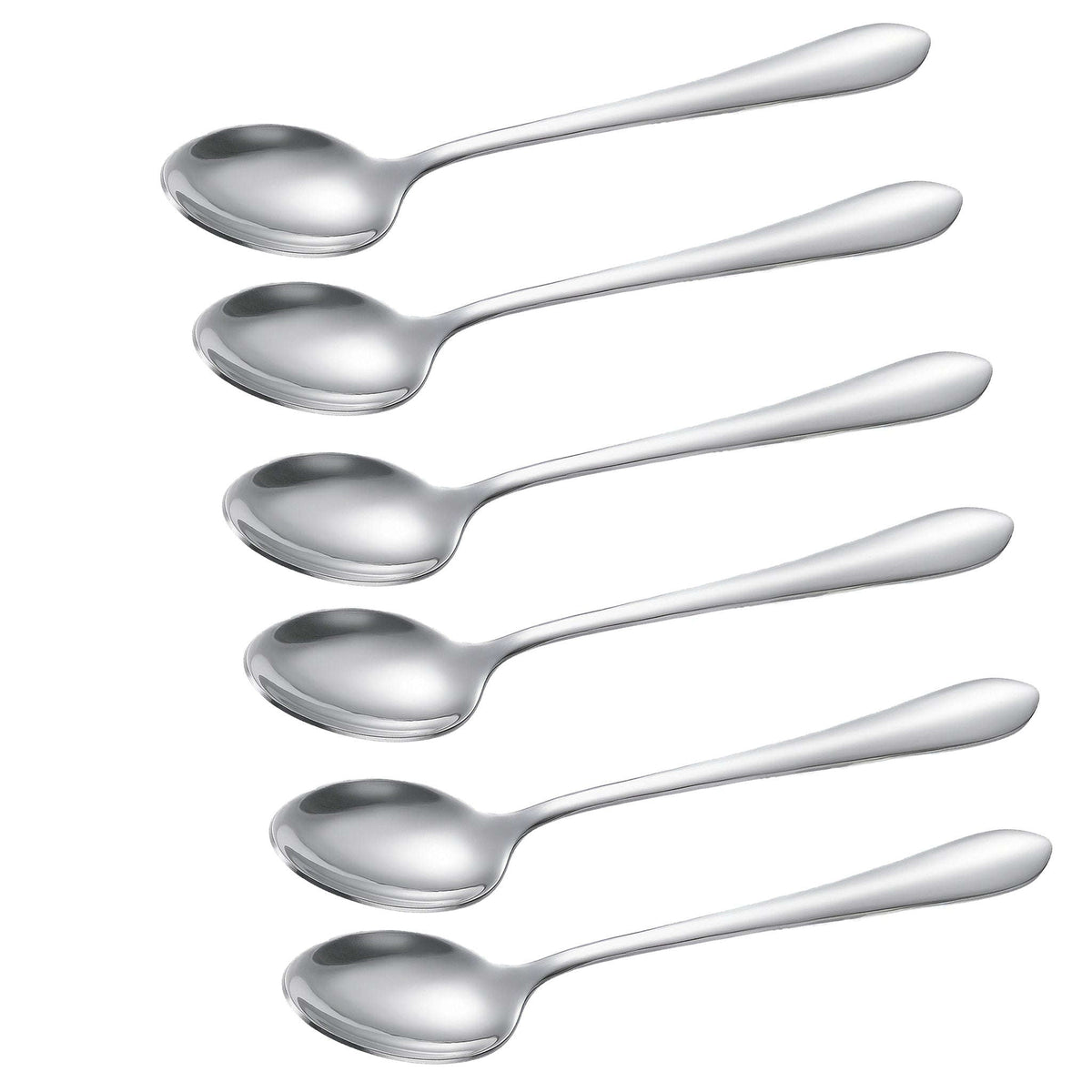 Mirror Polish 6-Piece Stainless Steel Silver Long Tea Spoon Set Kaka Bawa Sons
