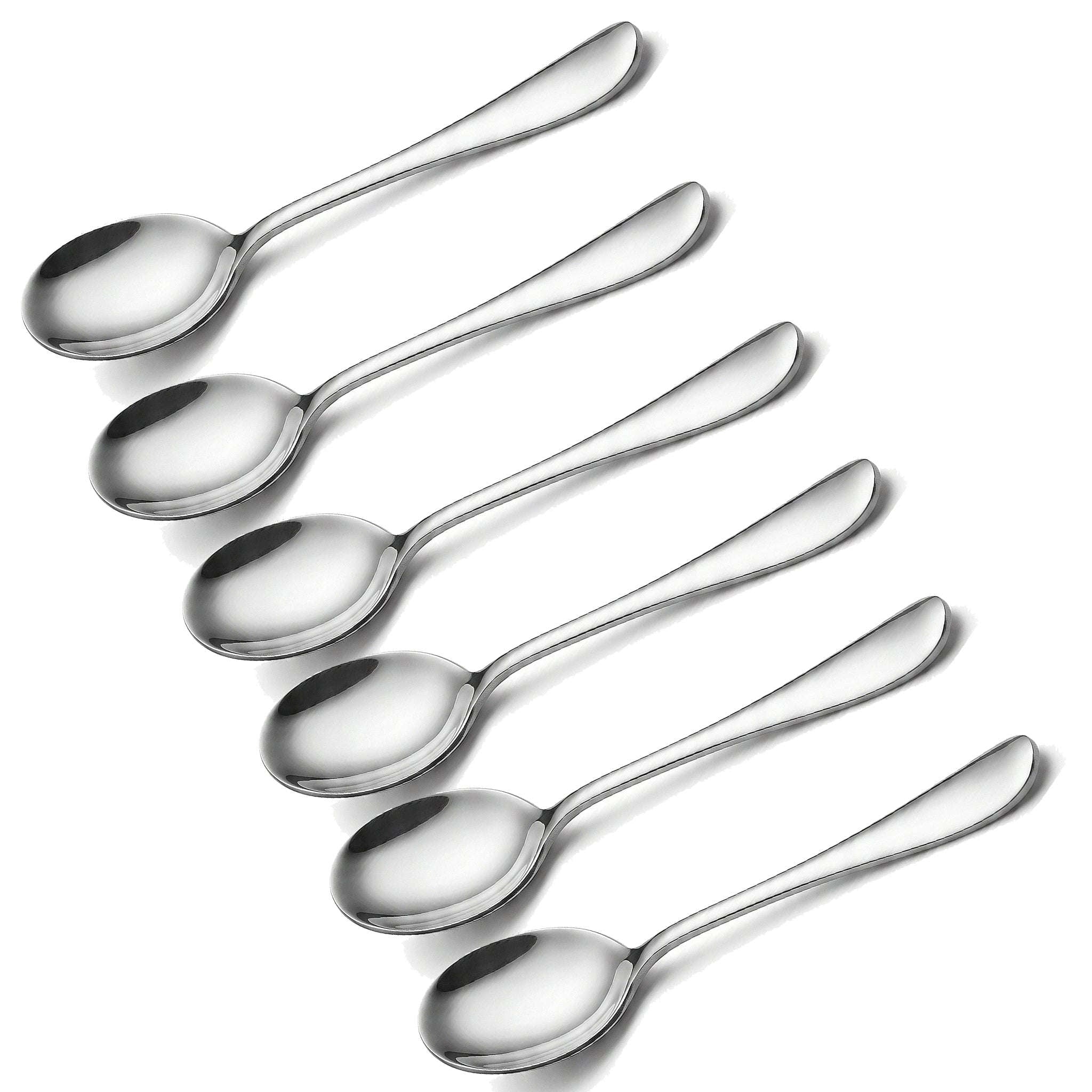 Mirror Polish 6-Piece Stainless Steel Silver Baby Soup Spoon Set Kaka Bawa Sons