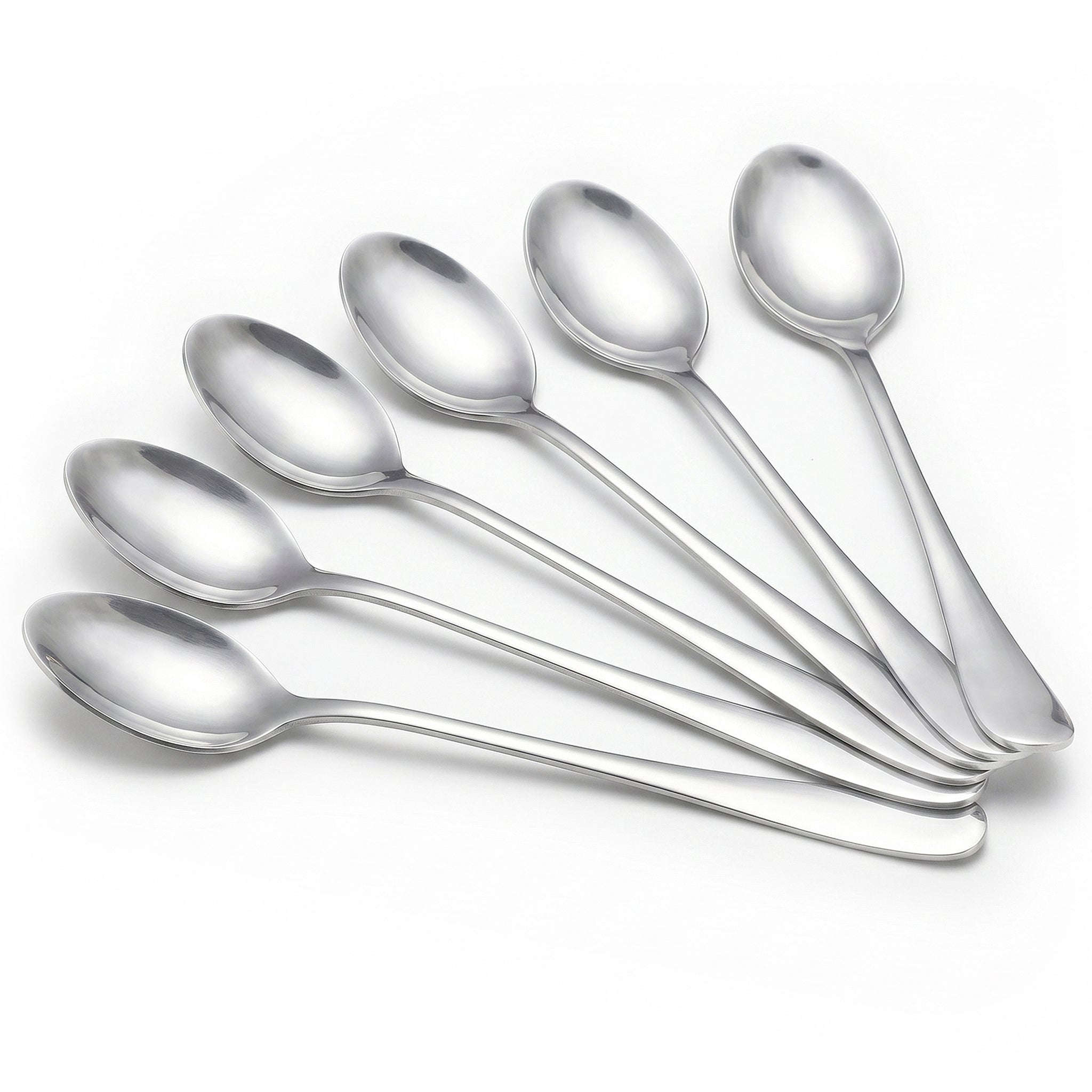 Omega 6-Piece Stainless Steel Silver Long Tea Spoon Set Kaka Bawa Sons